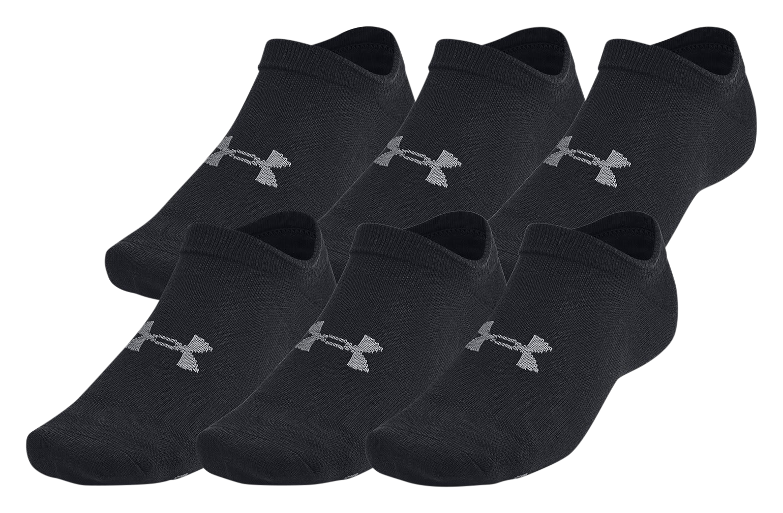 Image of Under Armour Essential No-Show Socks for Women 6-Pair Pack - Black/Castlerock