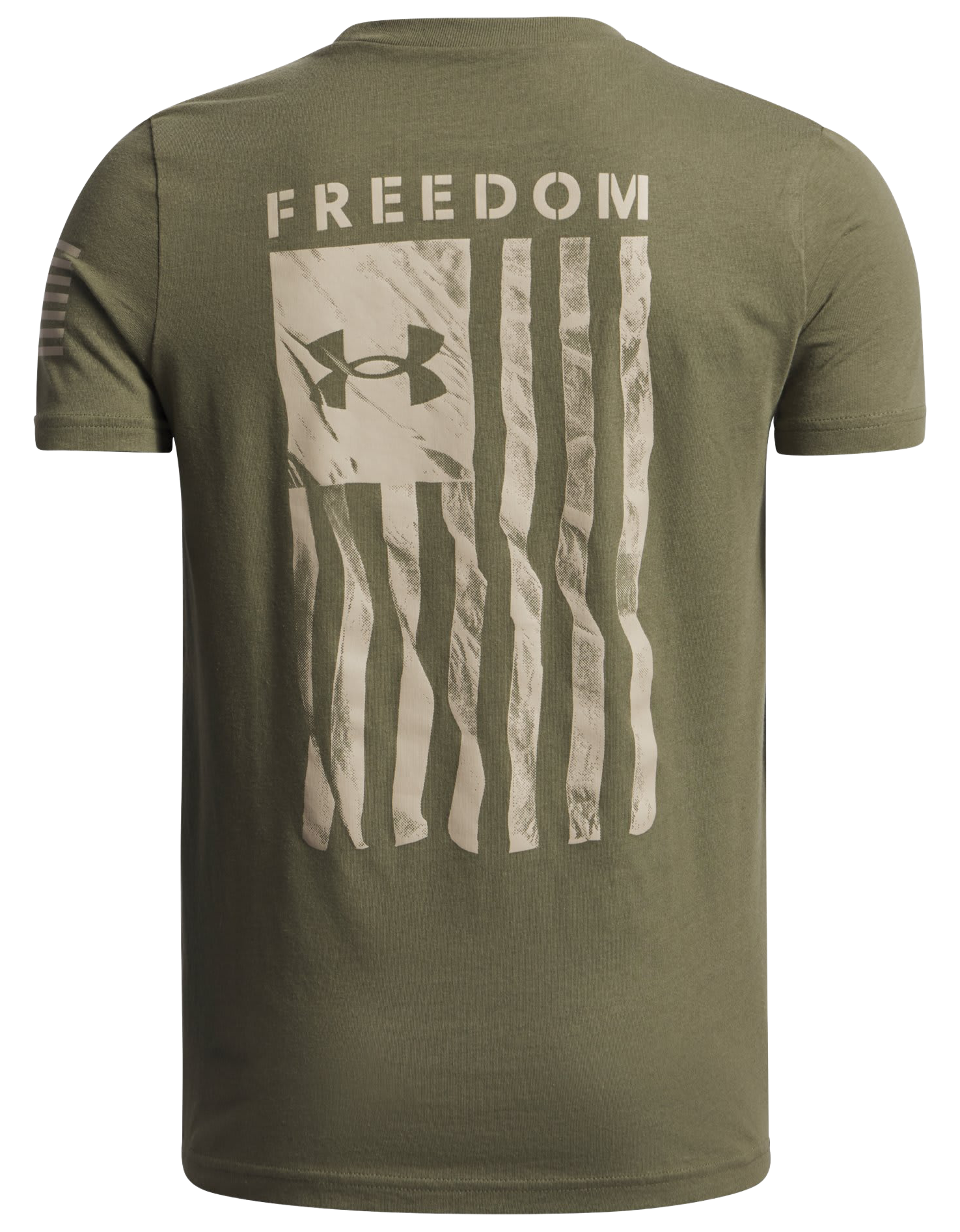 Image of Under Armour Freedom Flag Short-Sleeve T-Shirt for Kids - Marine OD Green/Desert Sand