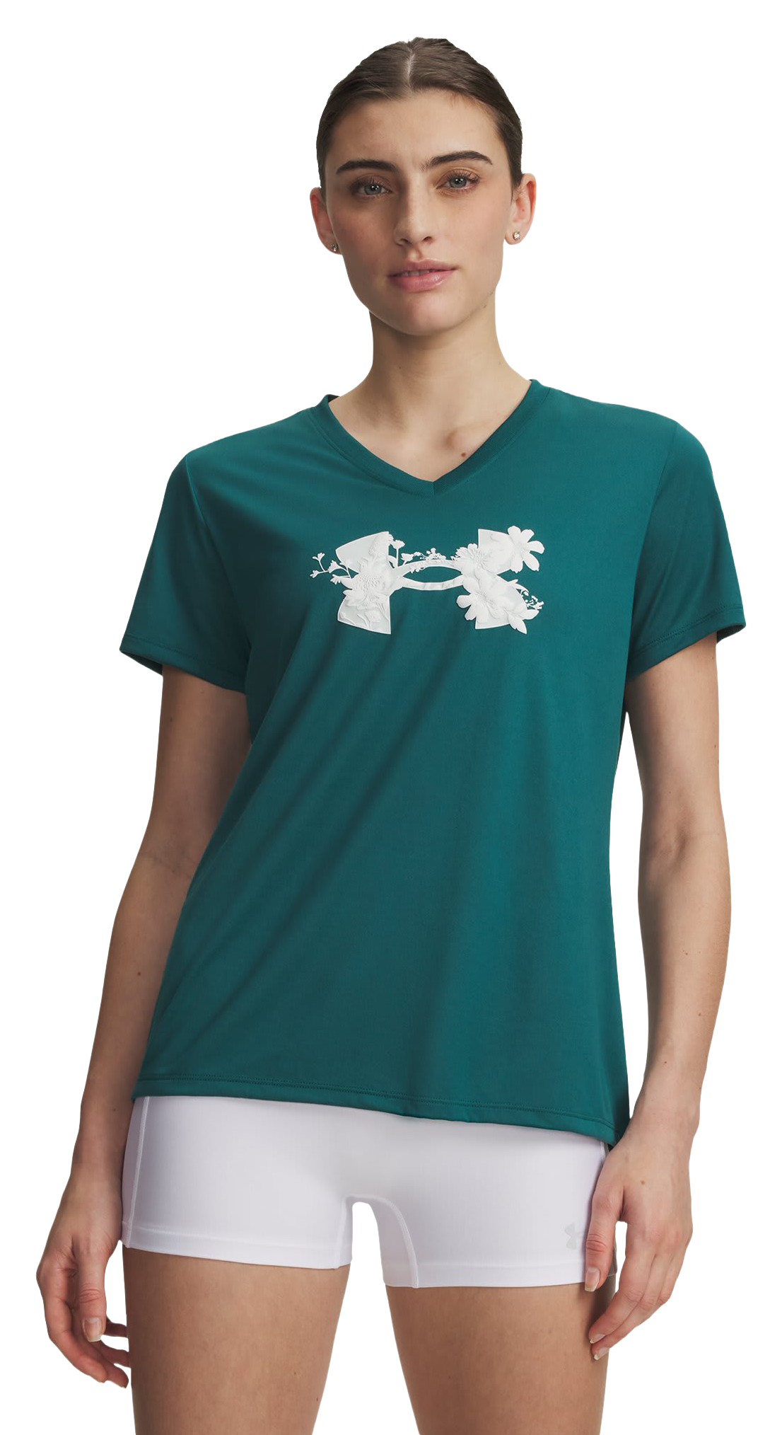 Image of Under Armour Tech Graphic V-Neck Short-Sleeve Shirt - Rack Green/White