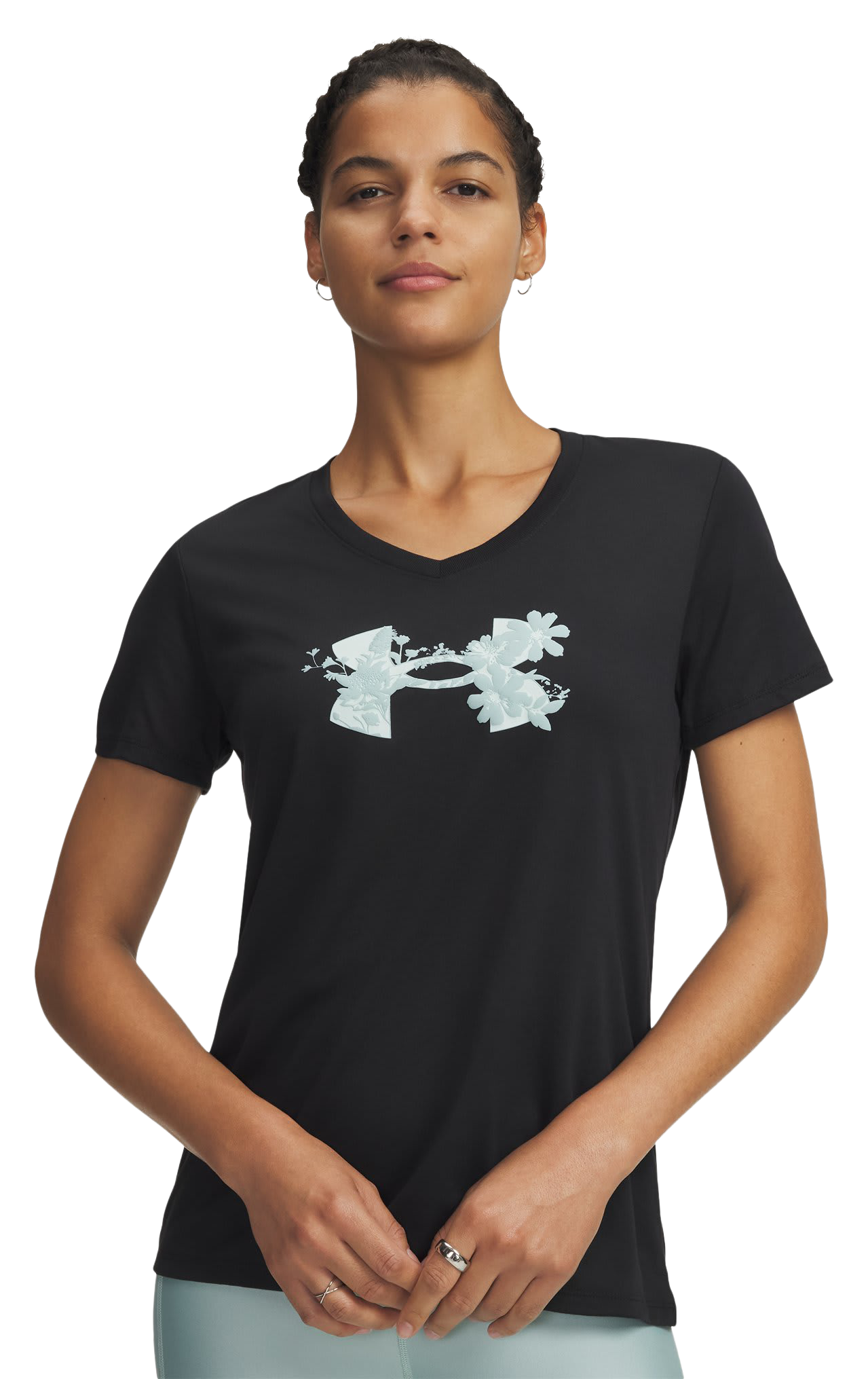 Image of Under Armour Tech Graphic V-Neck Short-Sleeve Shirt - Black/Enamel Blue