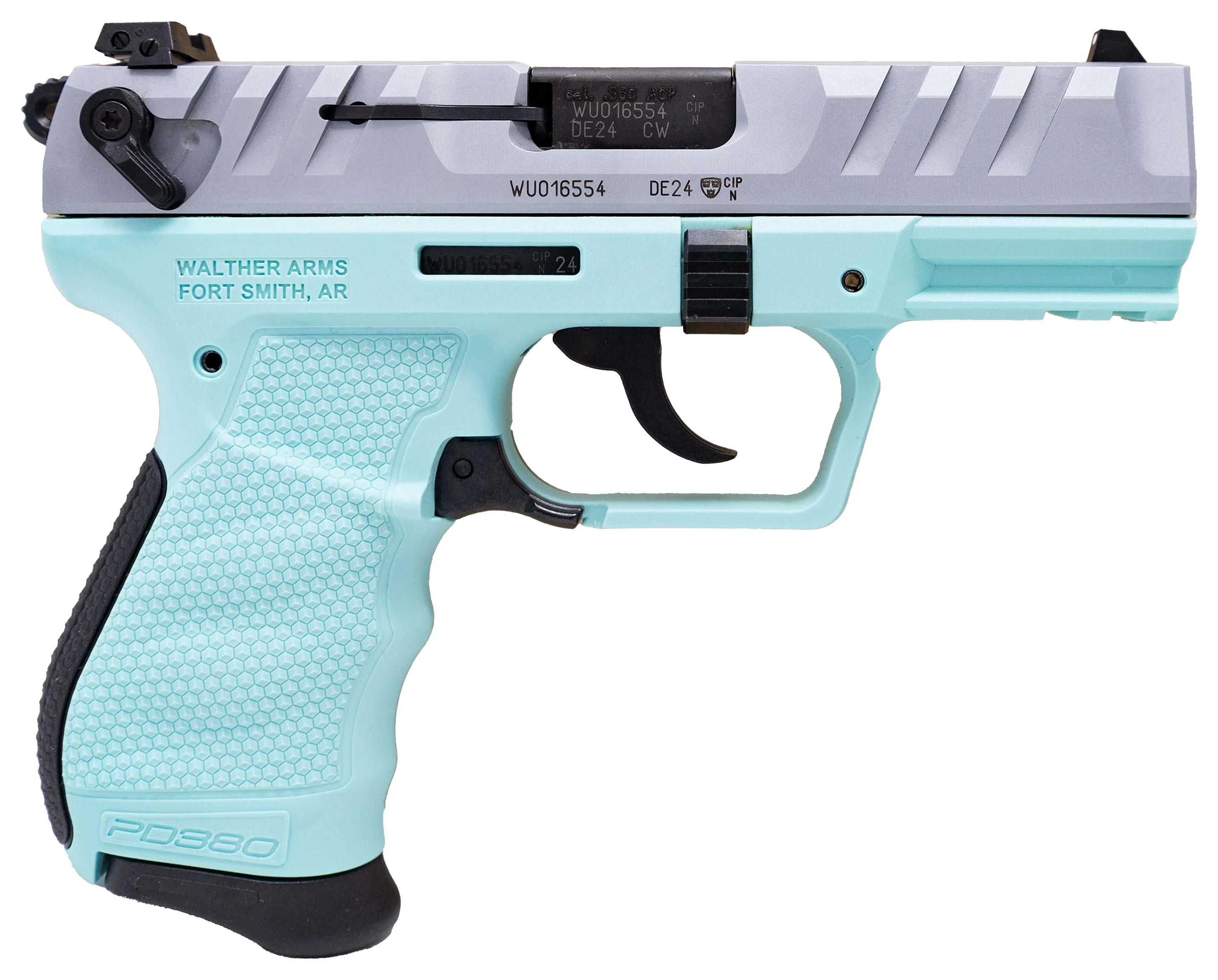 Walther PD380 SemiAuto Pistol  Silver  Angel Blue