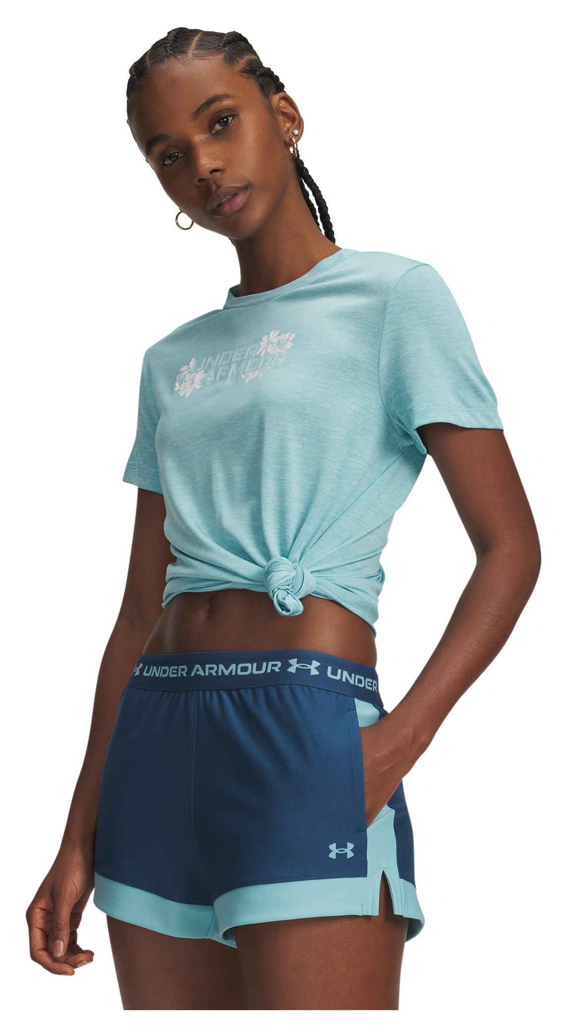 Image of Under Armour Tech Twist Graphic Short-Sleeve T-Shirt - Blue Haze/Refresh Mint/White