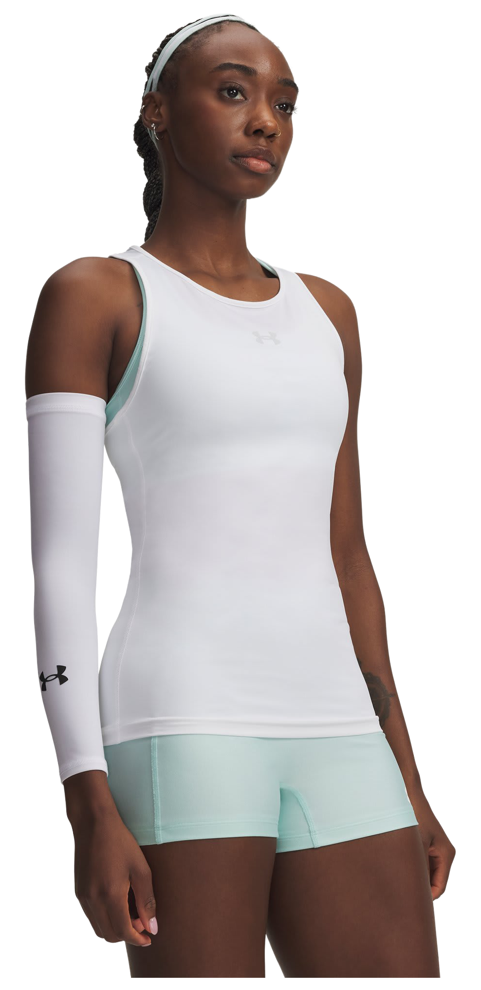 Image of Under Armour HeatGear Compression Tank - White/Halo Gray