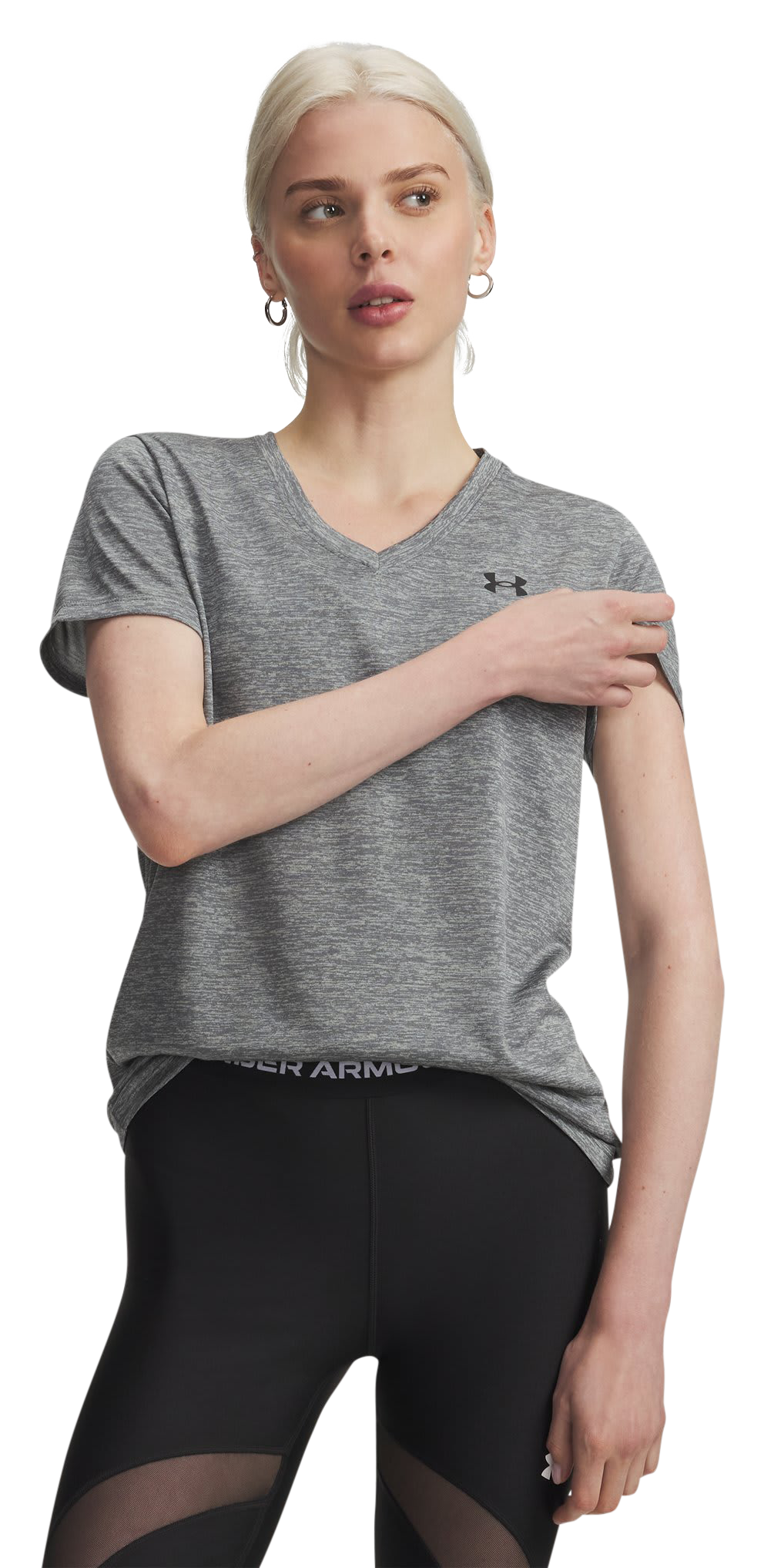 Image of Under Armour Tech Twist Short-Sleeve V-Neck T-Shirt - Clay Green/Black