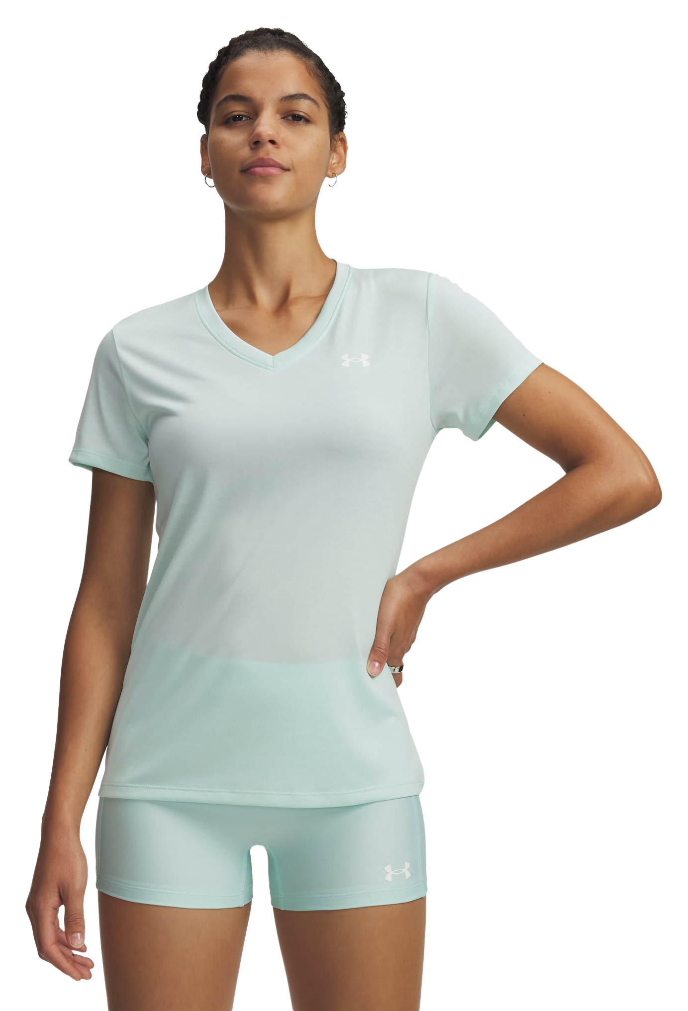 Image of Under Armour Tech Twist Short-Sleeve V-Neck T-Shirt - Refresh Mint/White