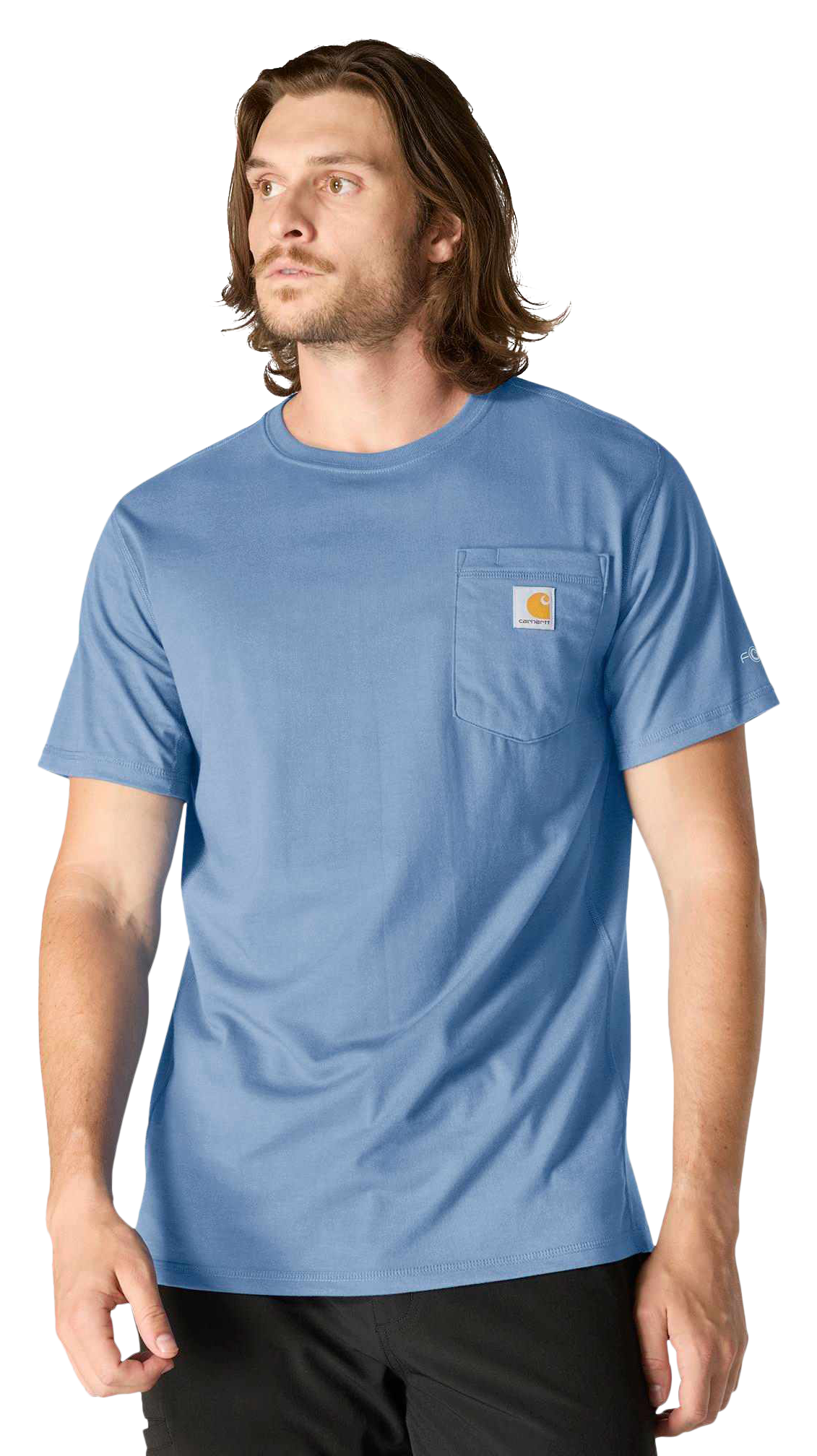 Image of Carhartt Force Relaxed-Fit Midweight Short-Sleeve Pocket T-Shirt - Workwear Blue