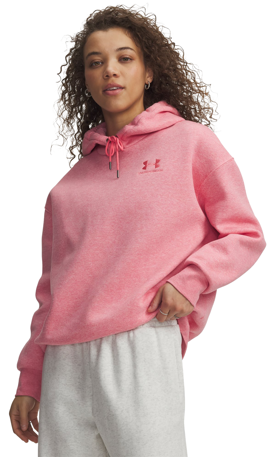 Image of Under Armour Icon Fleece Oversized Long-Sleeve Hoodie - Bittersweet Piink