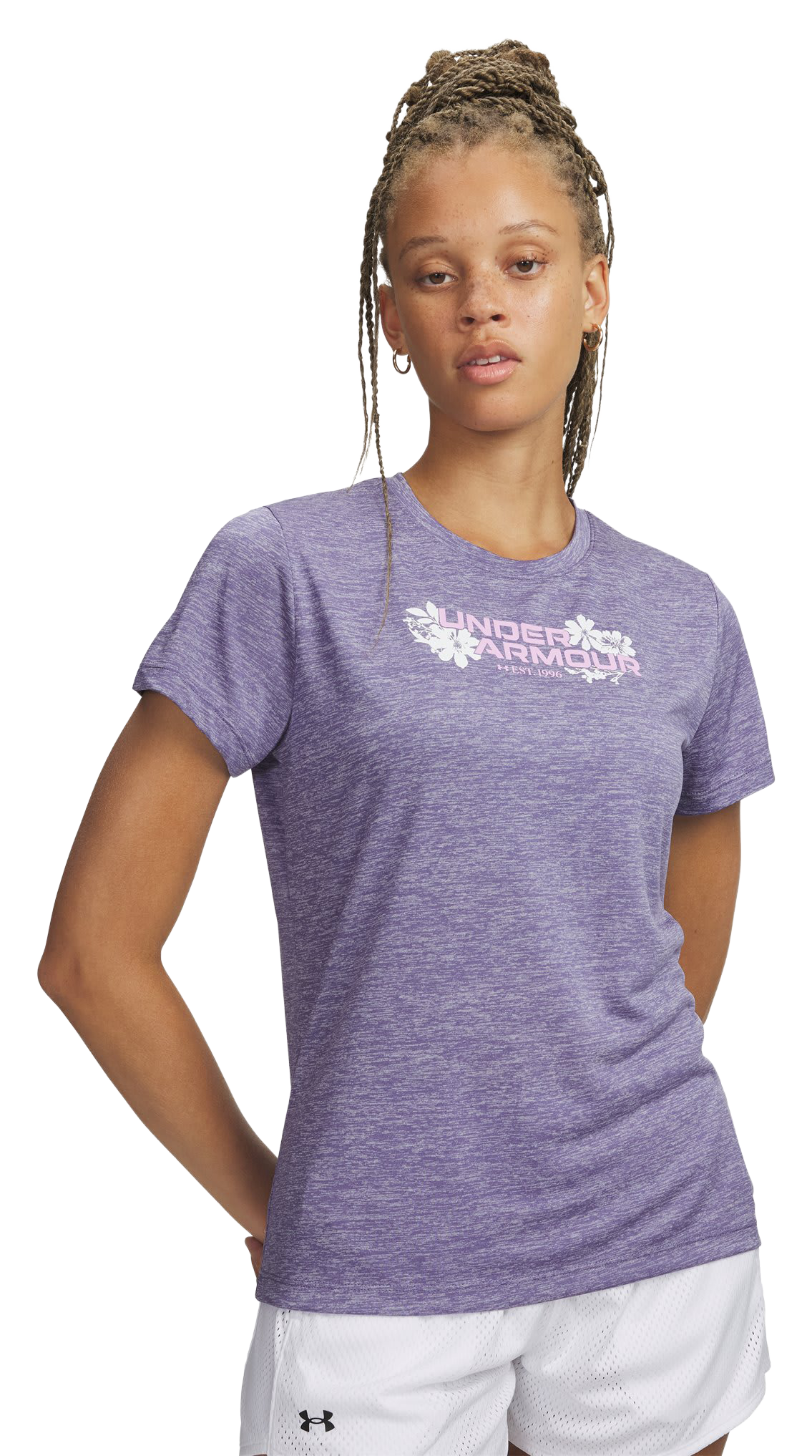 Image of Under Armour Tech Twist Graphic Short-Sleeve T-Shirt - Purple Luxe/Pink Dawn/White