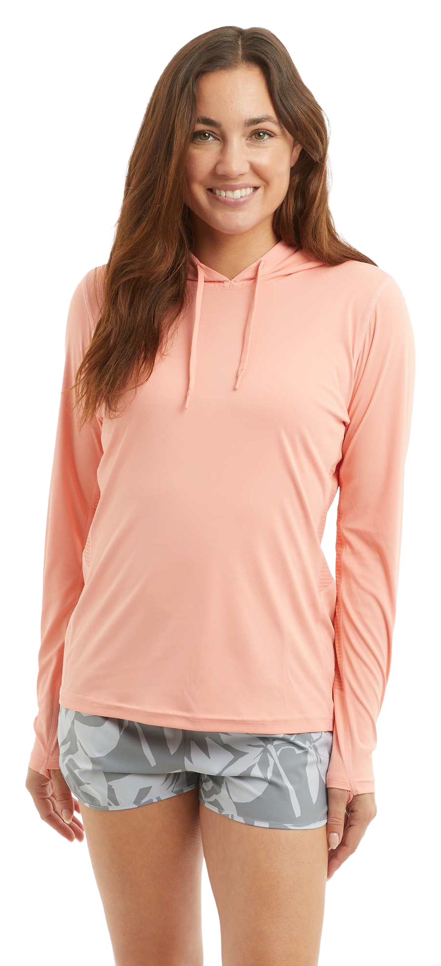 Image of Pelagic Vaportek Hooded Long-Sleeve Fishing Shirt - Coral
