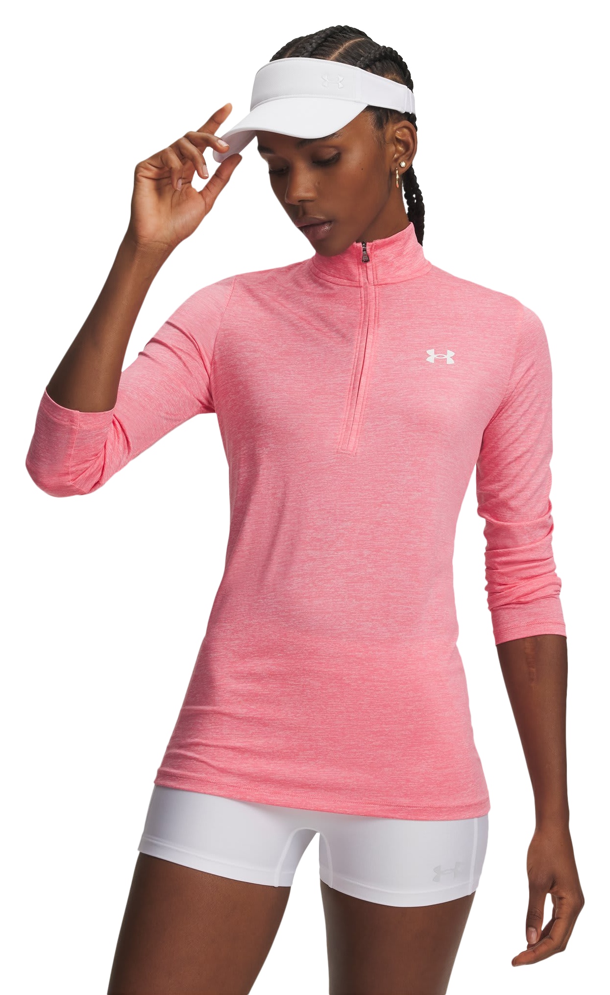Image of Under Armour UA Tech Twist Half-Zip Pullover - Bittersweet Pink/White