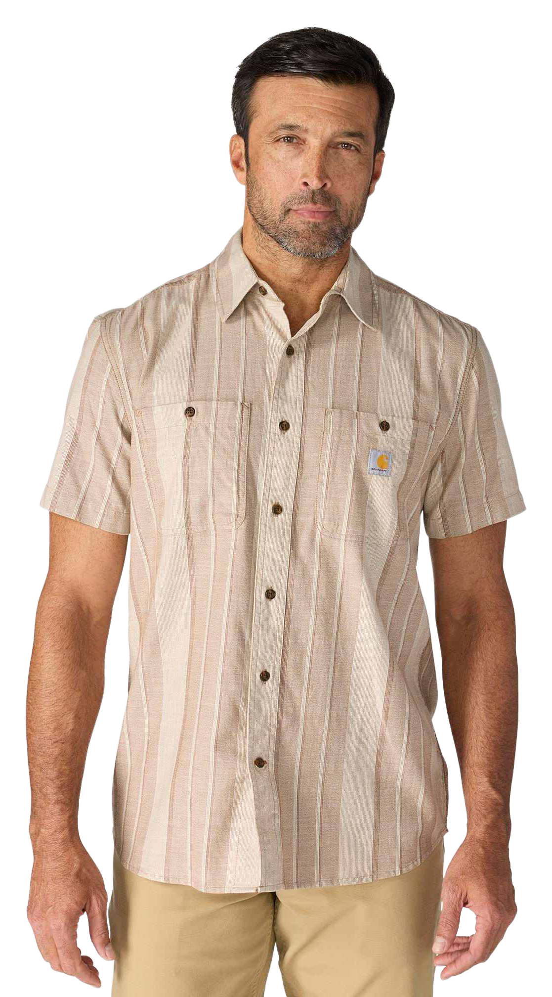 Image of Carhartt Bozeman Relaxed-Fit Plaid Short-Sleeve Button-Down Shirt - Red Duck