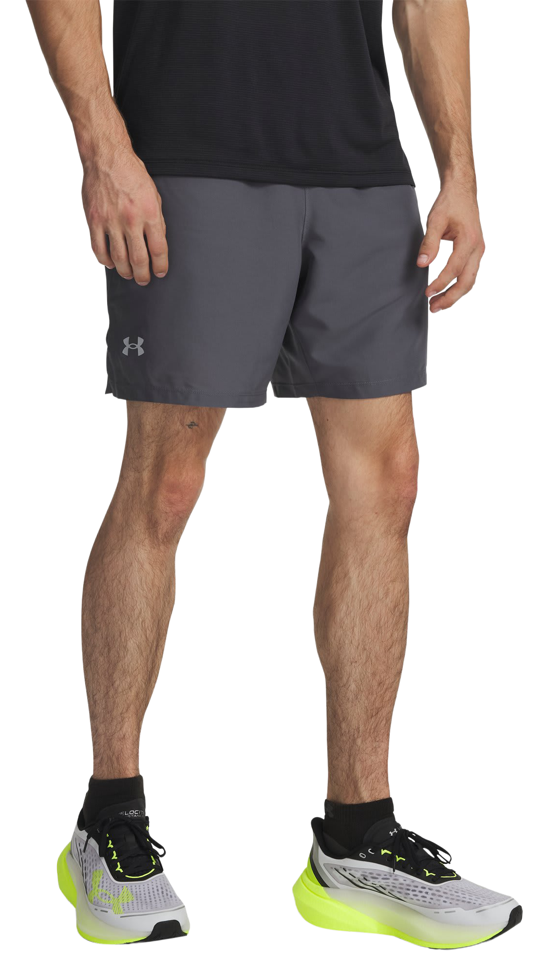 Image of "Under Armour Launch 7"" Shorts - Castlerock/White"