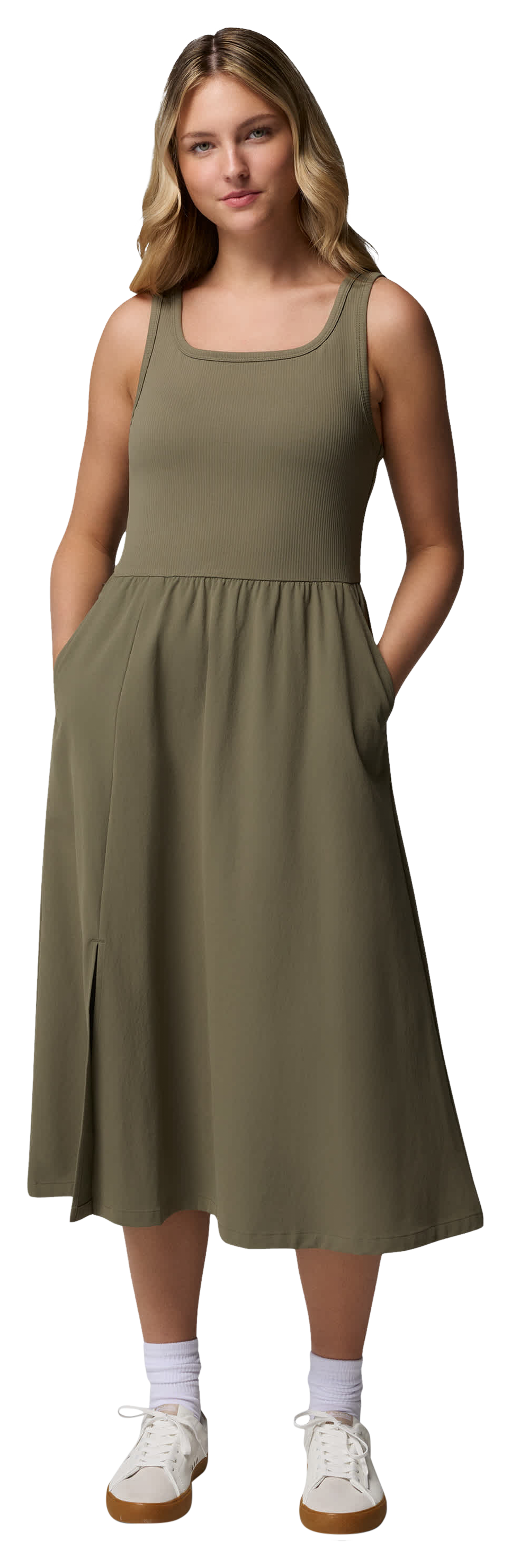 Image of Columbia Pinetown Canyon Rib Dress - Stone Green