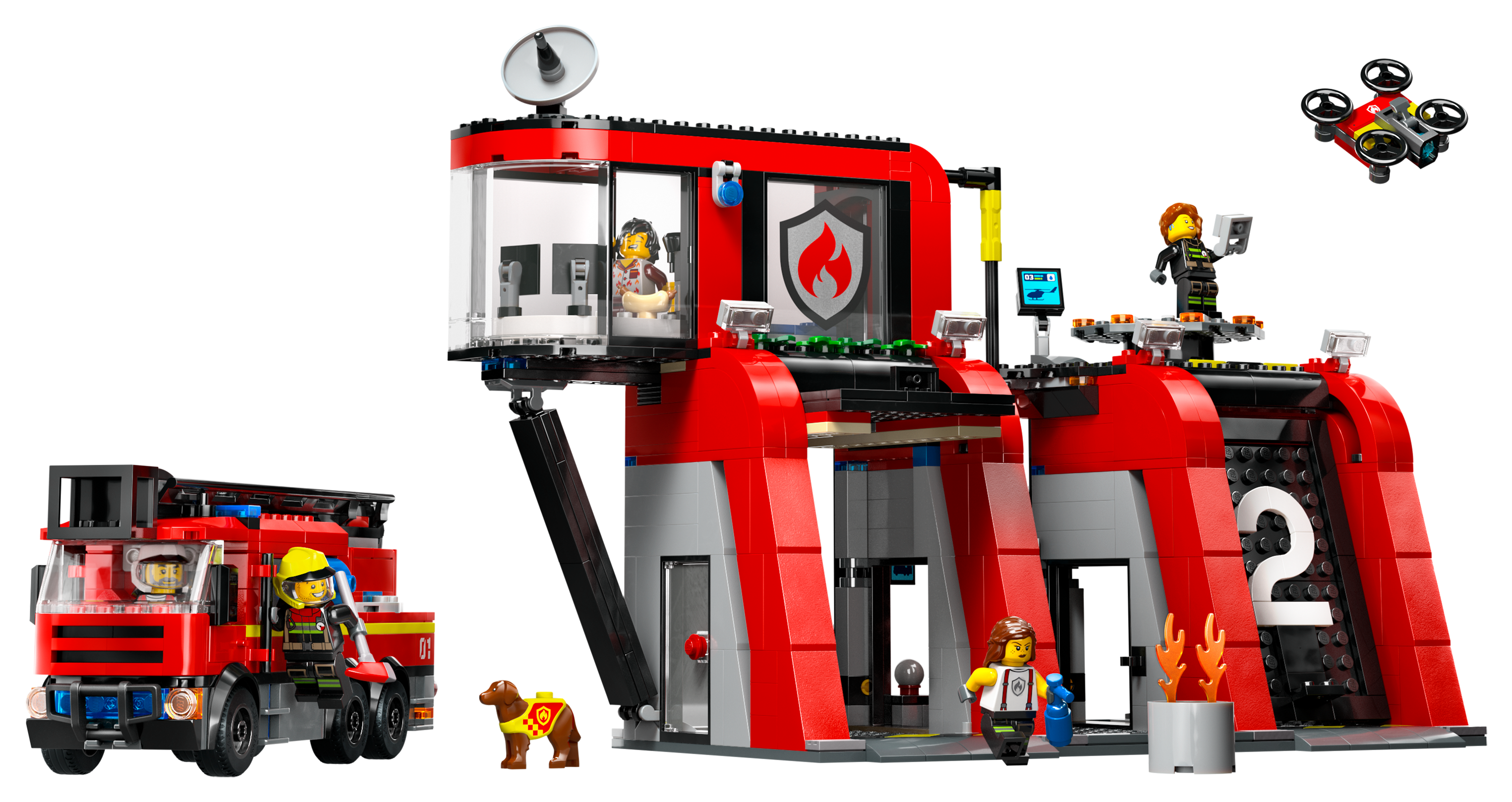 Image of LEGO City Fire Station with Fire Truck Set