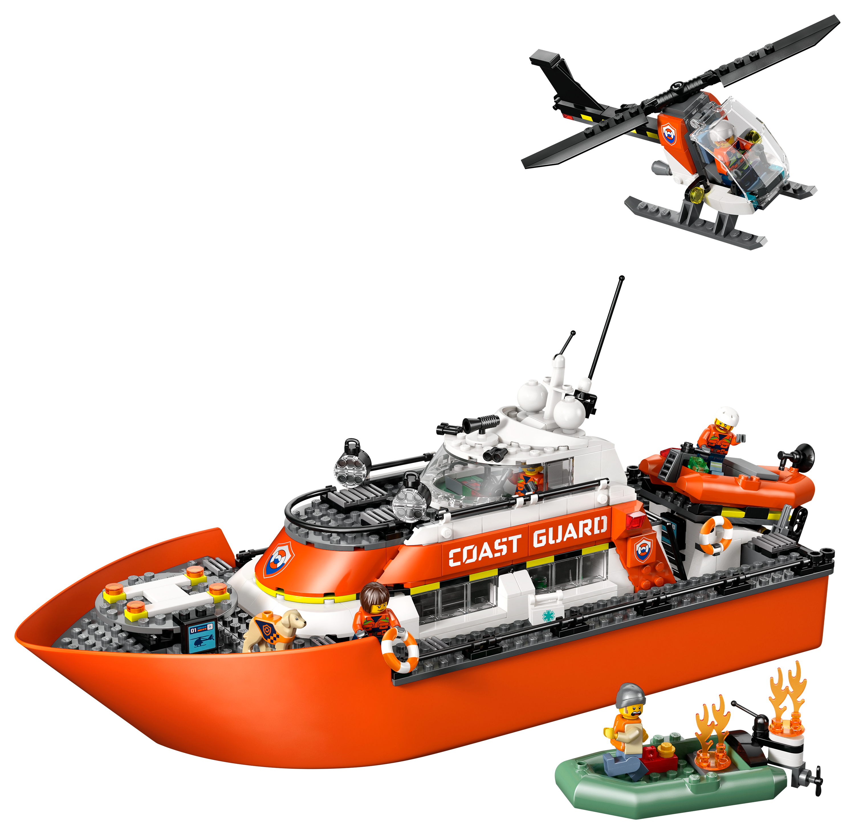 Image of LEGO City Coast Guard Rescue Boat & Helicopter