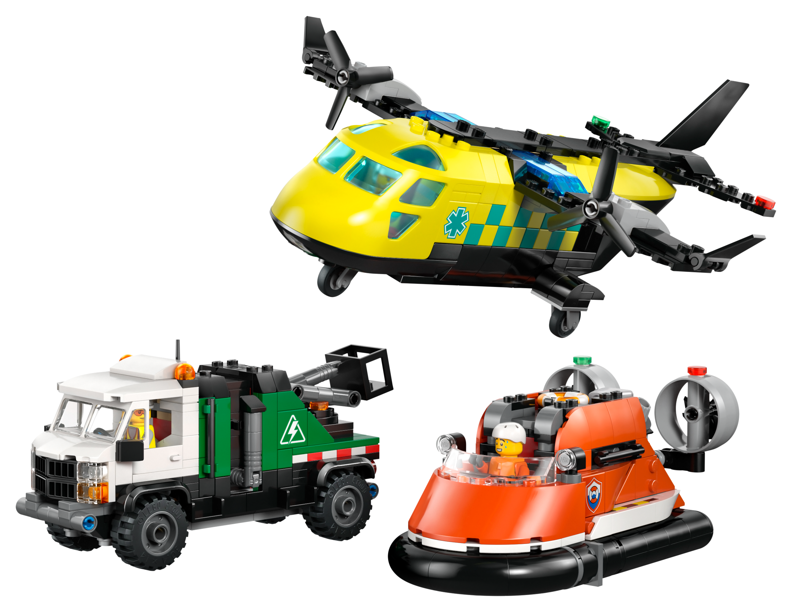 Image of LEGO City Airplane, Service Truck and Hovercraft Remix Set