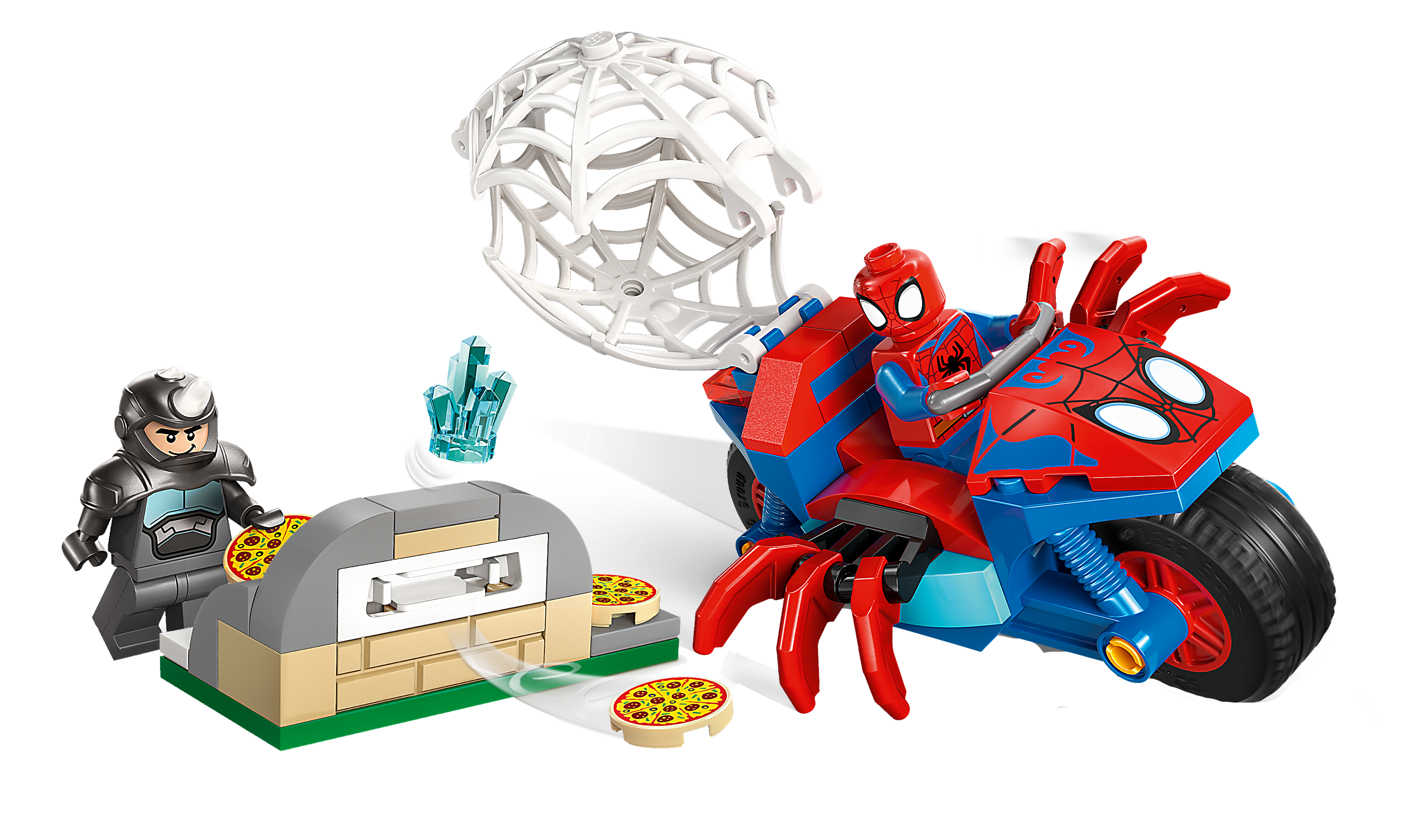 Image of LEGO Marvel Spidey on his Motorcycle vs. Rhino