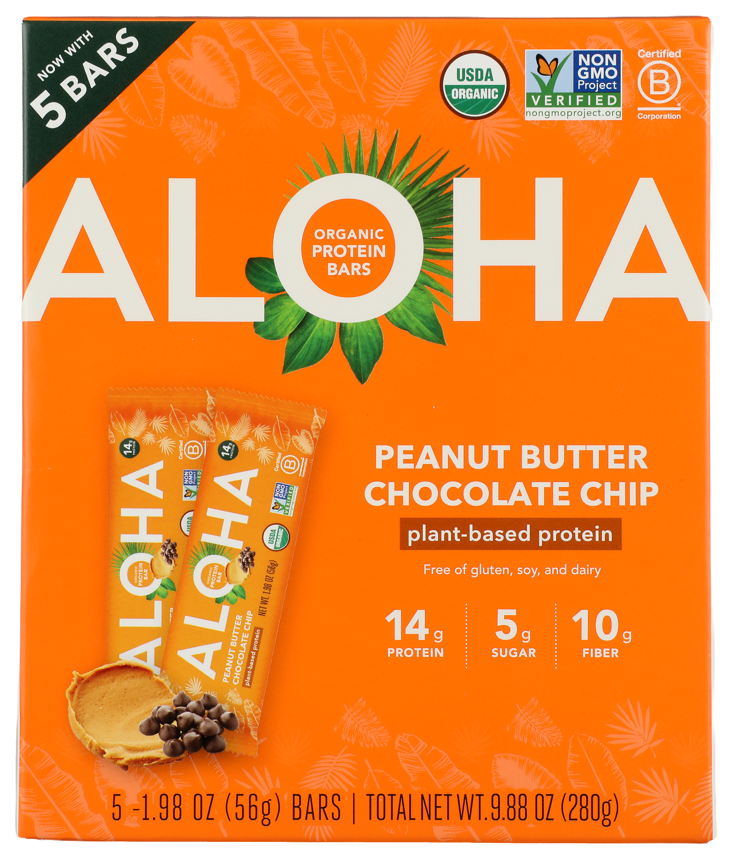 Image of ALOHA Peanut Butter Chocolate Chip Plant-Based Protein Bar