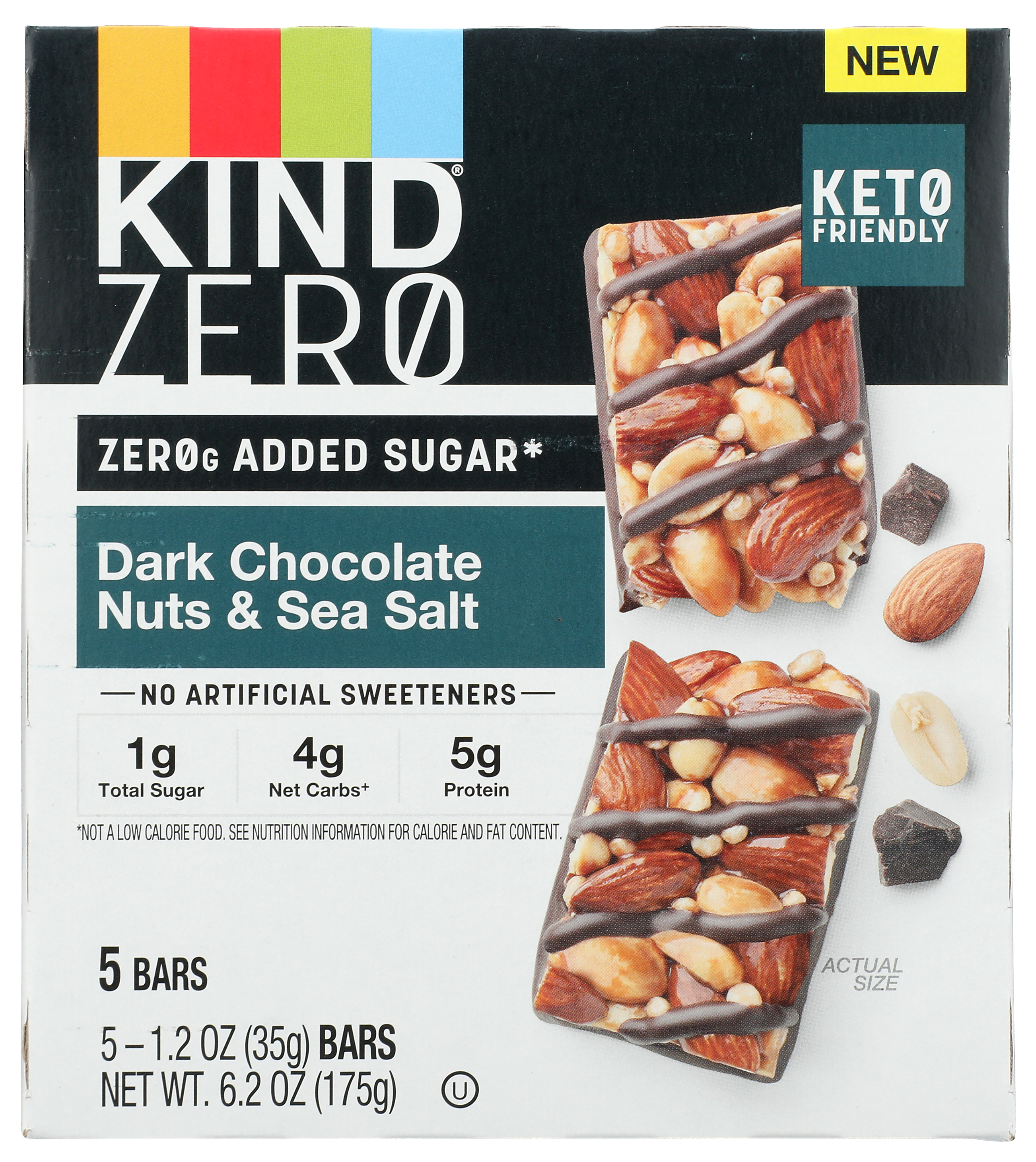 Image of KIND ZERO Dark Chocolate Nuts and Sea Salt Snack Bar