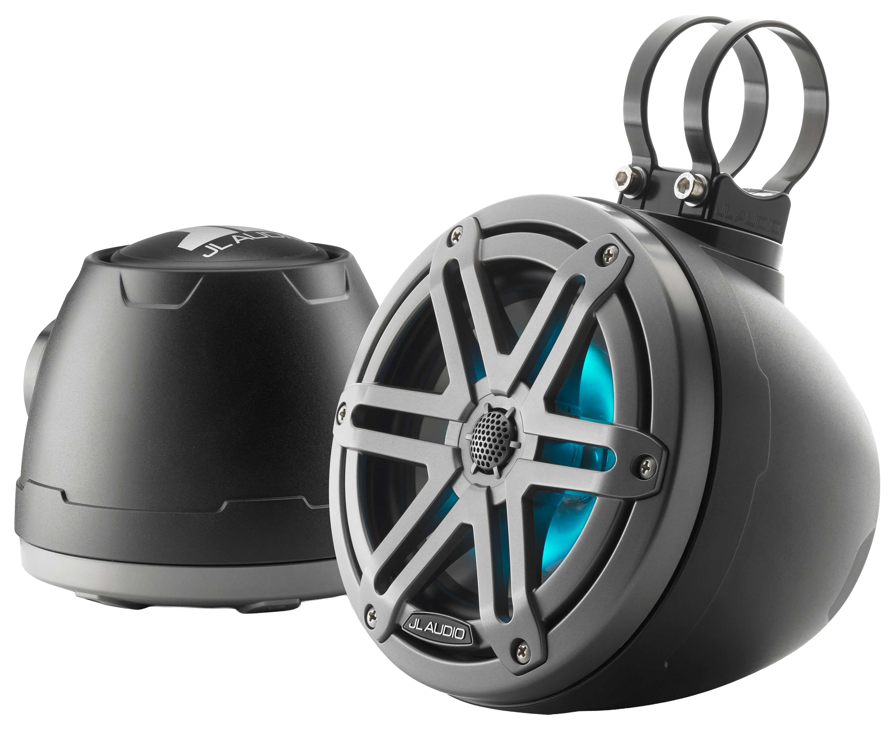 Image of "Garmin JL Audio VeX Enclosed System M3 6.5"" Marine Speakers with LED and Sport Grilles - Gray"