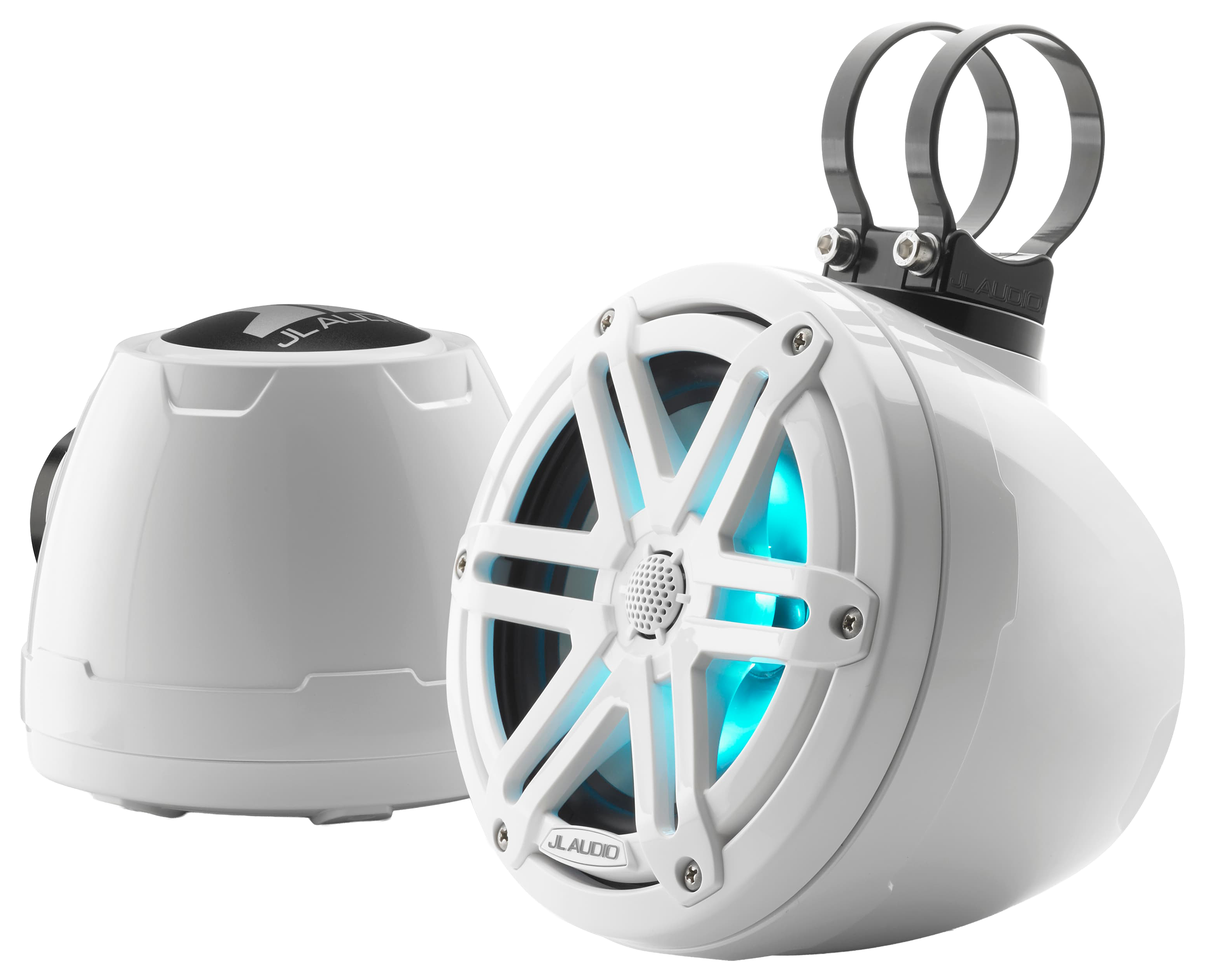 Image of "Garmin JL Audio VeX Enclosed System M3 6.5"" Marine Speakers with LED and Sport Grilles - White"