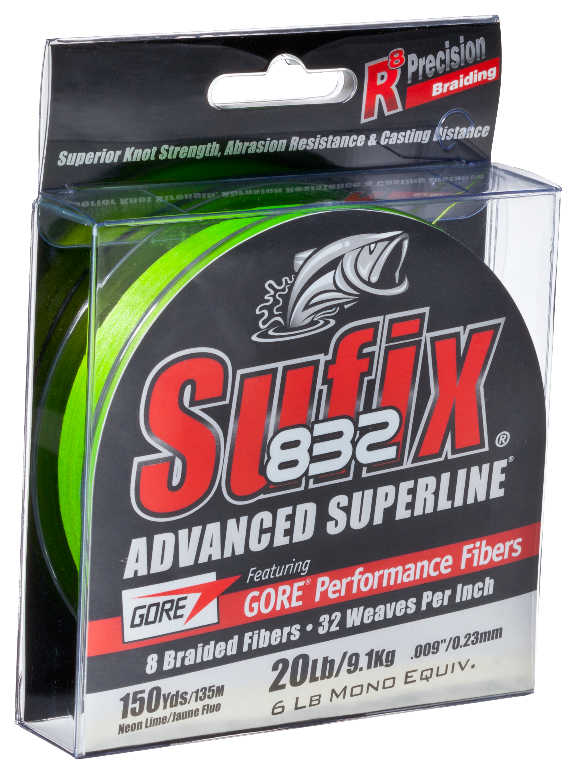 Sufix 832 Advanced Superline Neon Lime 150yd 8lb Test Fishing Line 660-008L