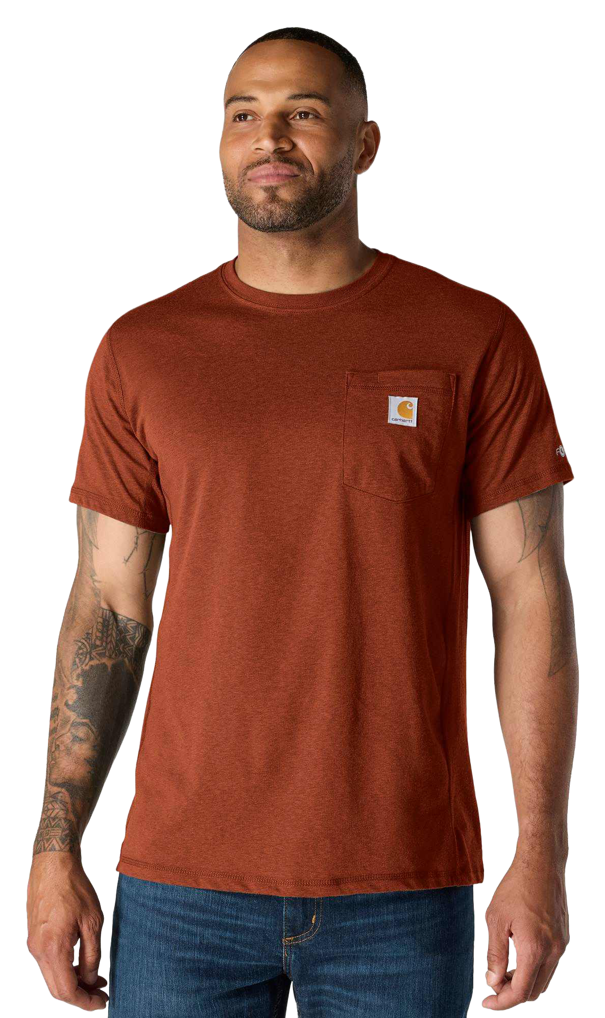 Image of Carhartt Force Relaxed-Fit Midweight Short-Sleeve Pocket T-Shirt - Homestead Red Heather