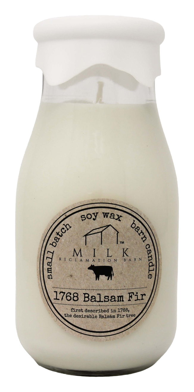 Image of Milk Barn Reclamation Milk Bottle Candle - 1768 Balsam Fir