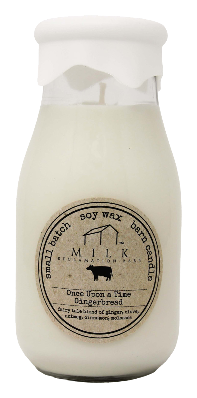 Image of Milk Barn Reclamation Milk Bottle Candle - Once Upon a Time Gingerbread