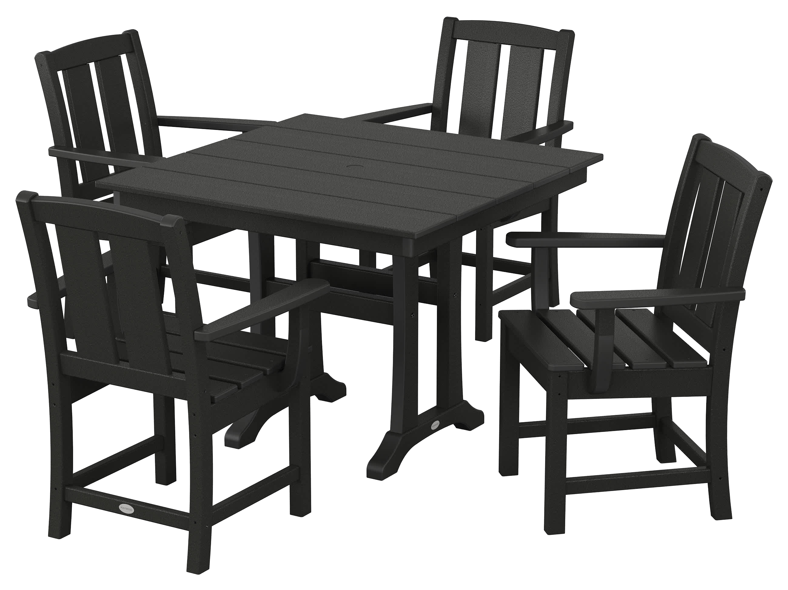 Image of POLYWOOD Mission 5-Piece Farmhouse Dining Set with Trestle Legs - Black