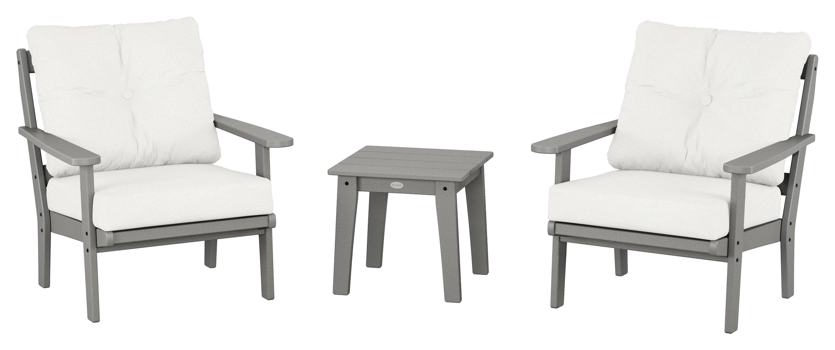 Image of POLYWOOD Mission 3-Piece Deep Seat Set - Slate Grey/Natural Linen