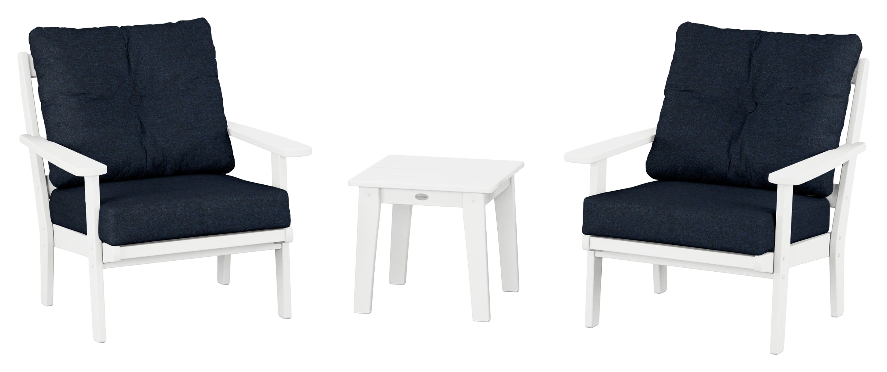 Image of POLYWOOD Mission 3-Piece Deep Seat Set - White/Marine Indigo