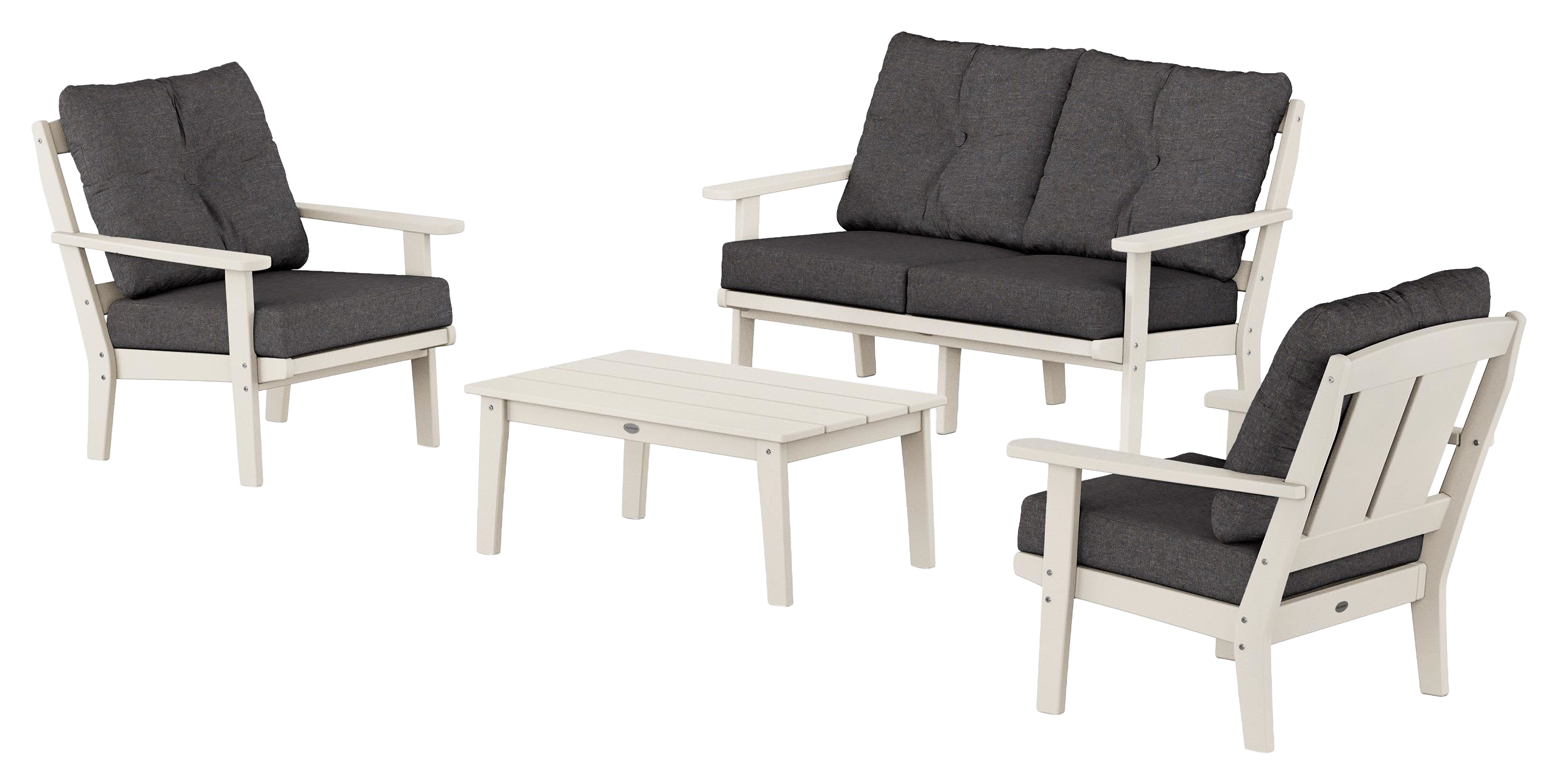 Image of POLYWOOD Mission 4-Piece Deep Seating Set with Loveseat - Sand/Ash Charcoal