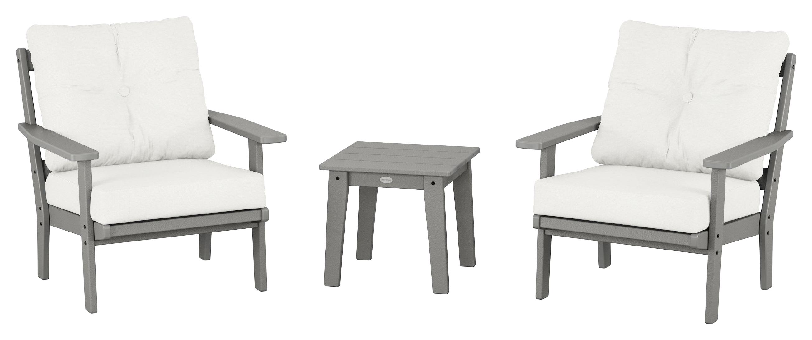 Image of POLYWOOD Oxford 3-Piece Deep Seating Set - Slate Grey/Natural Linen
