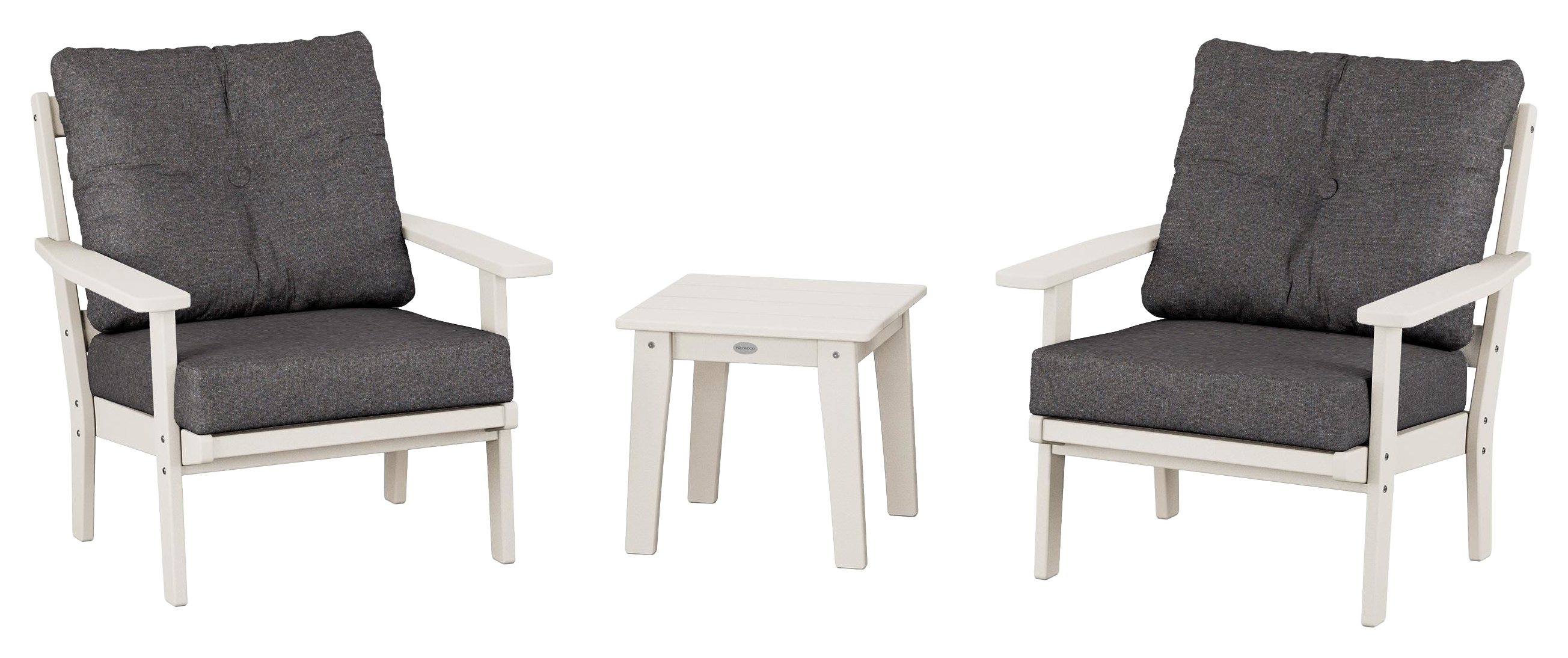 Image of POLYWOOD Oxford 3-Piece Deep Seating Set - Sand/Ash Charcoal