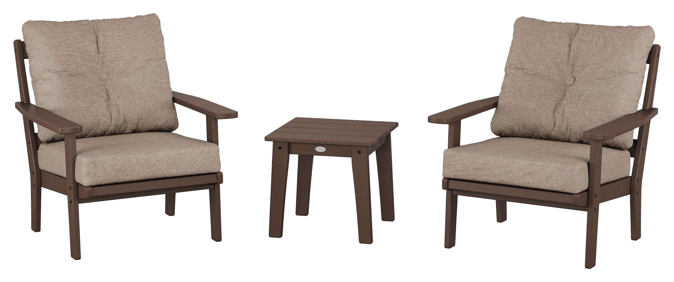Image of POLYWOOD Oxford 3-Piece Deep Seating Set - Mahogany/Spiced Burlap