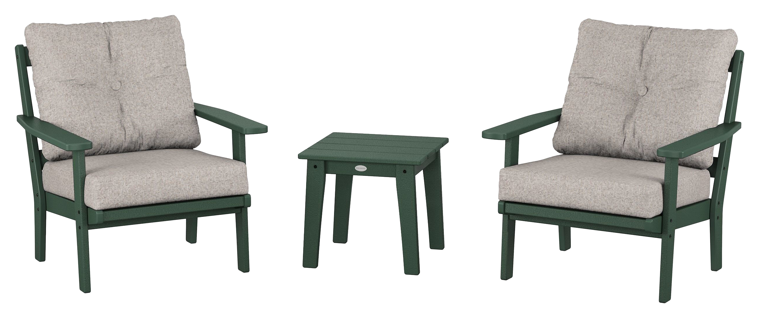 Image of POLYWOOD Oxford 3-Piece Deep Seating Set - Green/Weathered Tweed