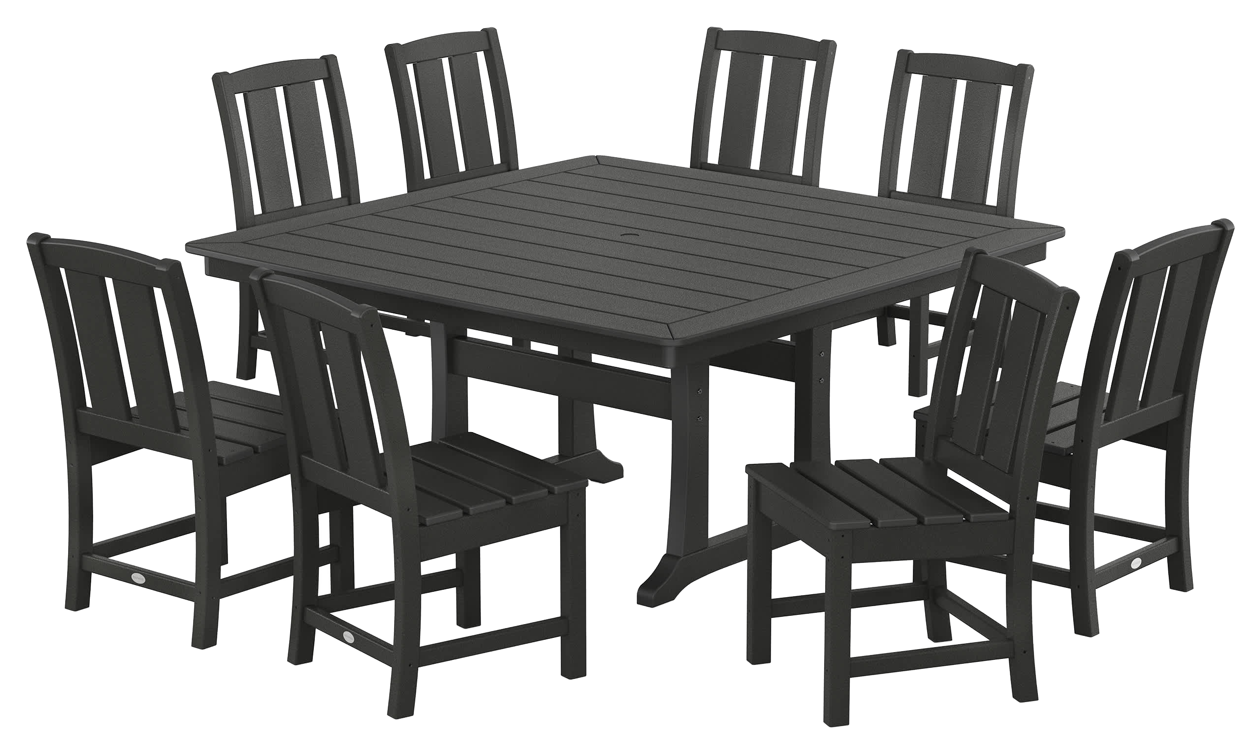 Image of POLYWOOD Mission Side Chair 9-Piece Square Dining Set with Trestle Legs - Black