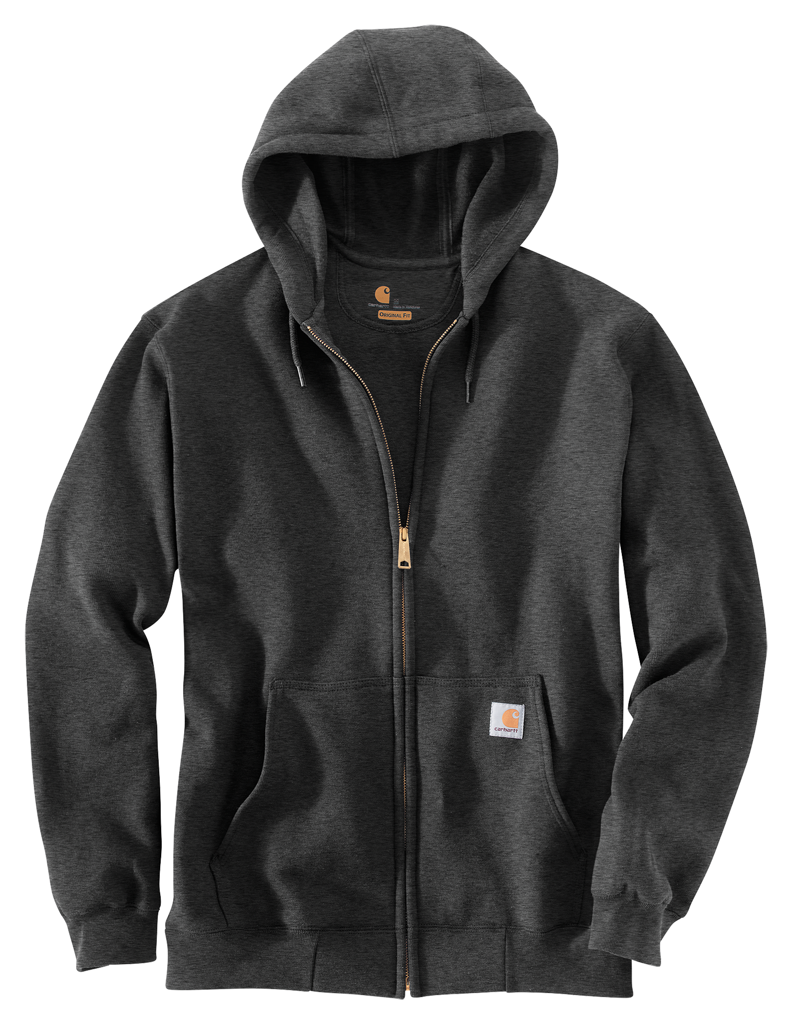 Image of Carhartt Midweight Full-Zip Long-Sleeve Hooded Sweatshirt for Men - Grey - L