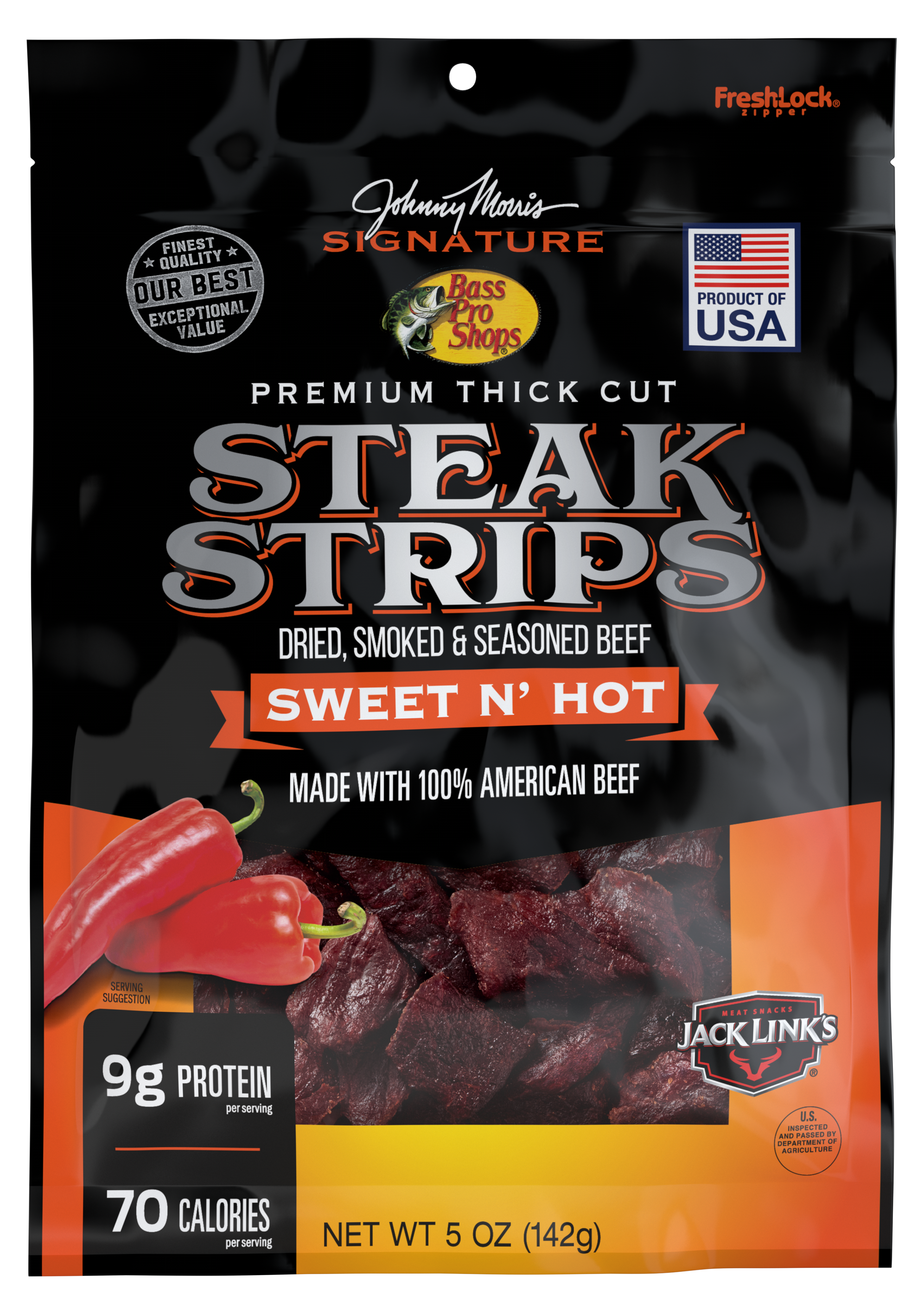 Image of Bass Pro Shops Johnny Morris Signature Sweet 'N' Hot Steak Strips - 5 oz.