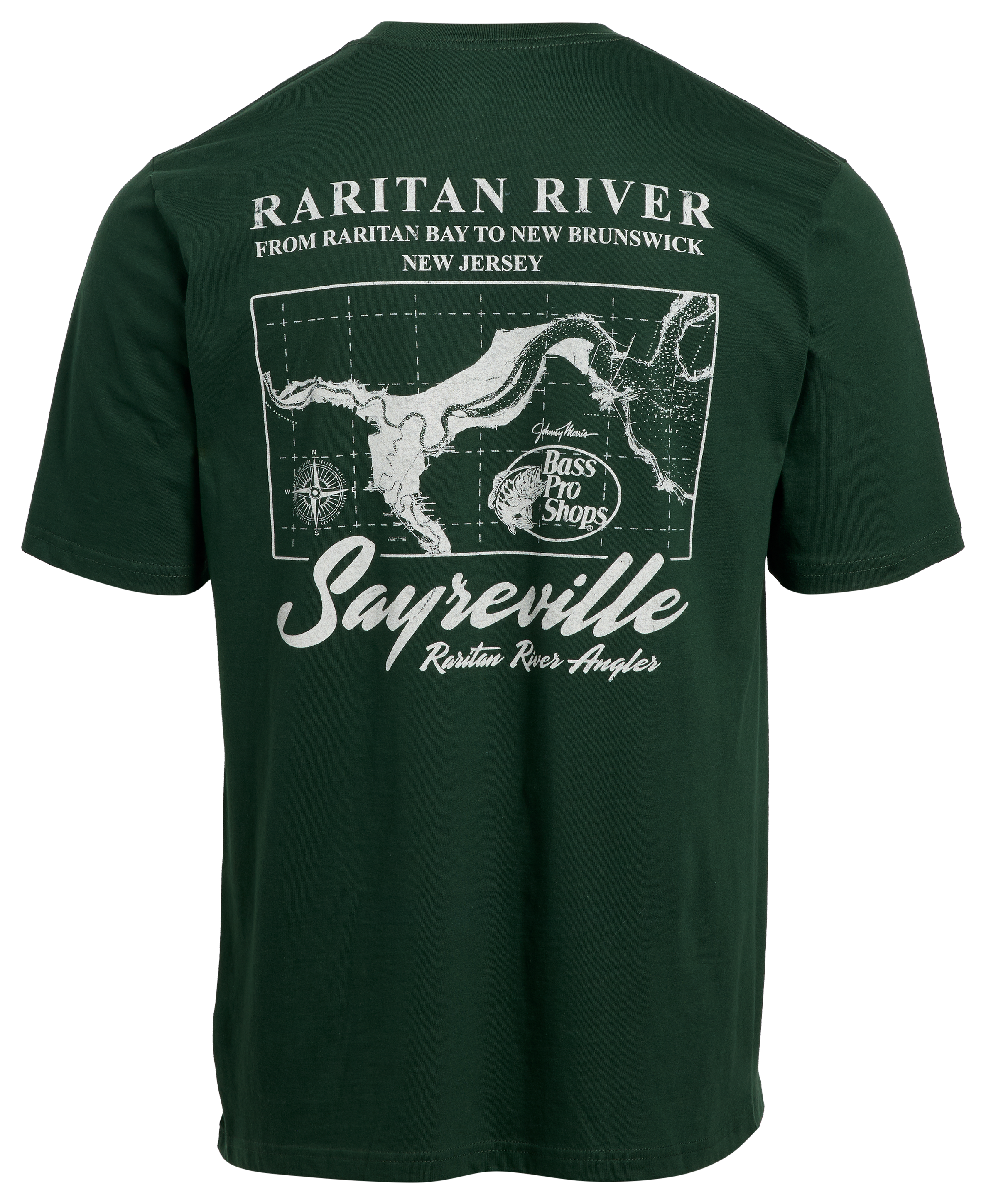 Bass Pro Shops Bass Pro Shops Sayreville Raritan River Map Short-Sleeve T-Shirt - Hunter Green - $19.99 at Bass Pro Shops