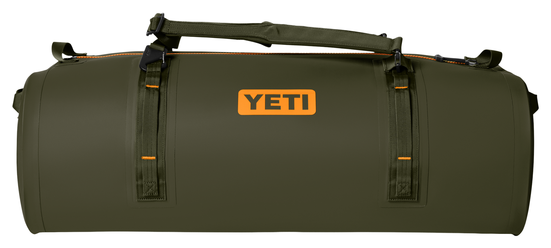 Image of YETI Panga 100L Waterproof Duffel Bag - Olive/King Crab Orange