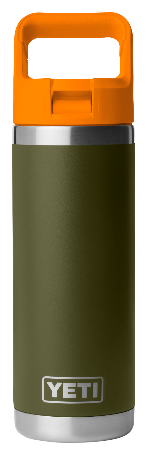 Image of YETI Rambler 18-oz. Water Bottle with Color-Matched Straw Cap - Olive/King Crab Orange