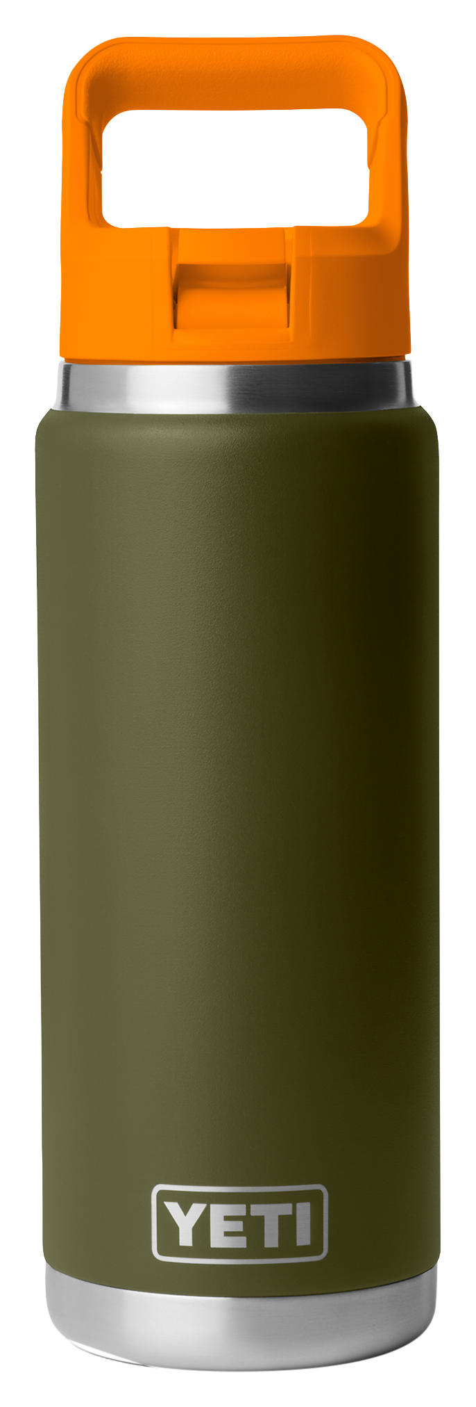 Image of YETI Rambler 26-oz. Water Bottle with Color-Matched Straw Cap - Olive/King Crab Orange