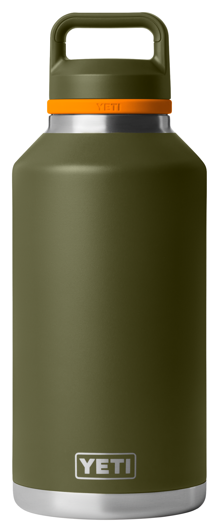 Image of YETI Rambler 64-Oz. Bottle with Color-Matched Chug Cap - Olive/King Crab Orange