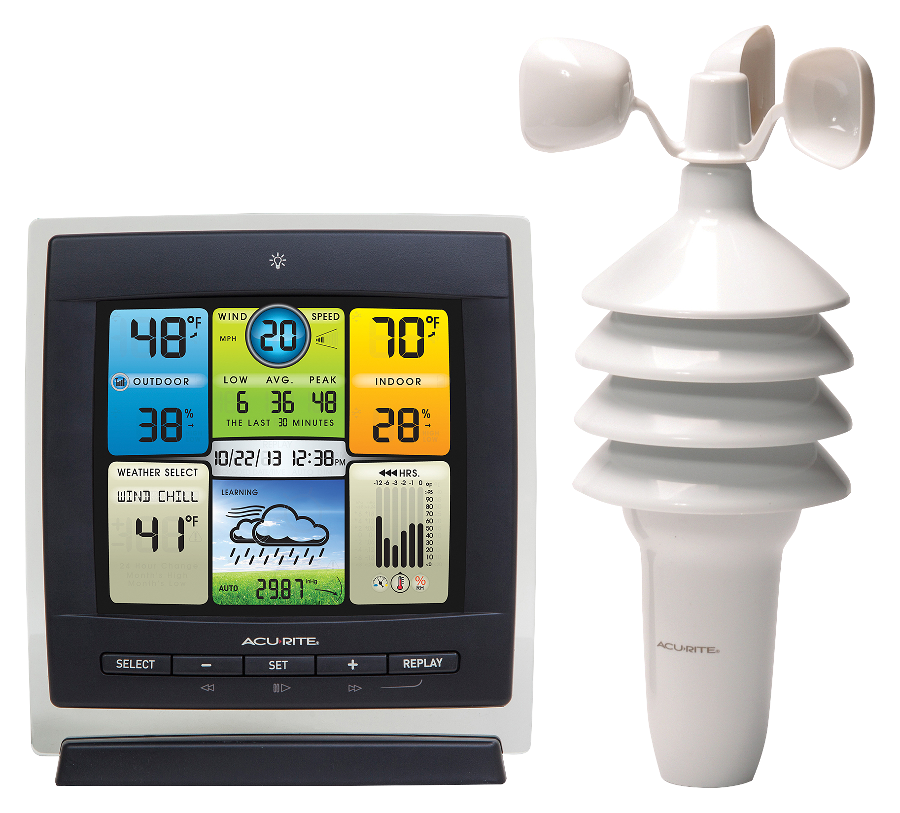 AcuRite Notos 3-in-1 Weather Station with Wind Speed, Temperature, and Humidity