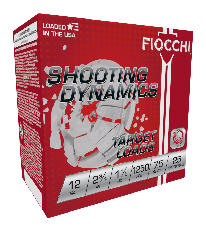 Fiocchi Shooting Dynamics 12-Ga. 2-3/4" 1-1/8 oz. Target Load Shotshells - 1,250 fps - #7.5 - 25 Rounds