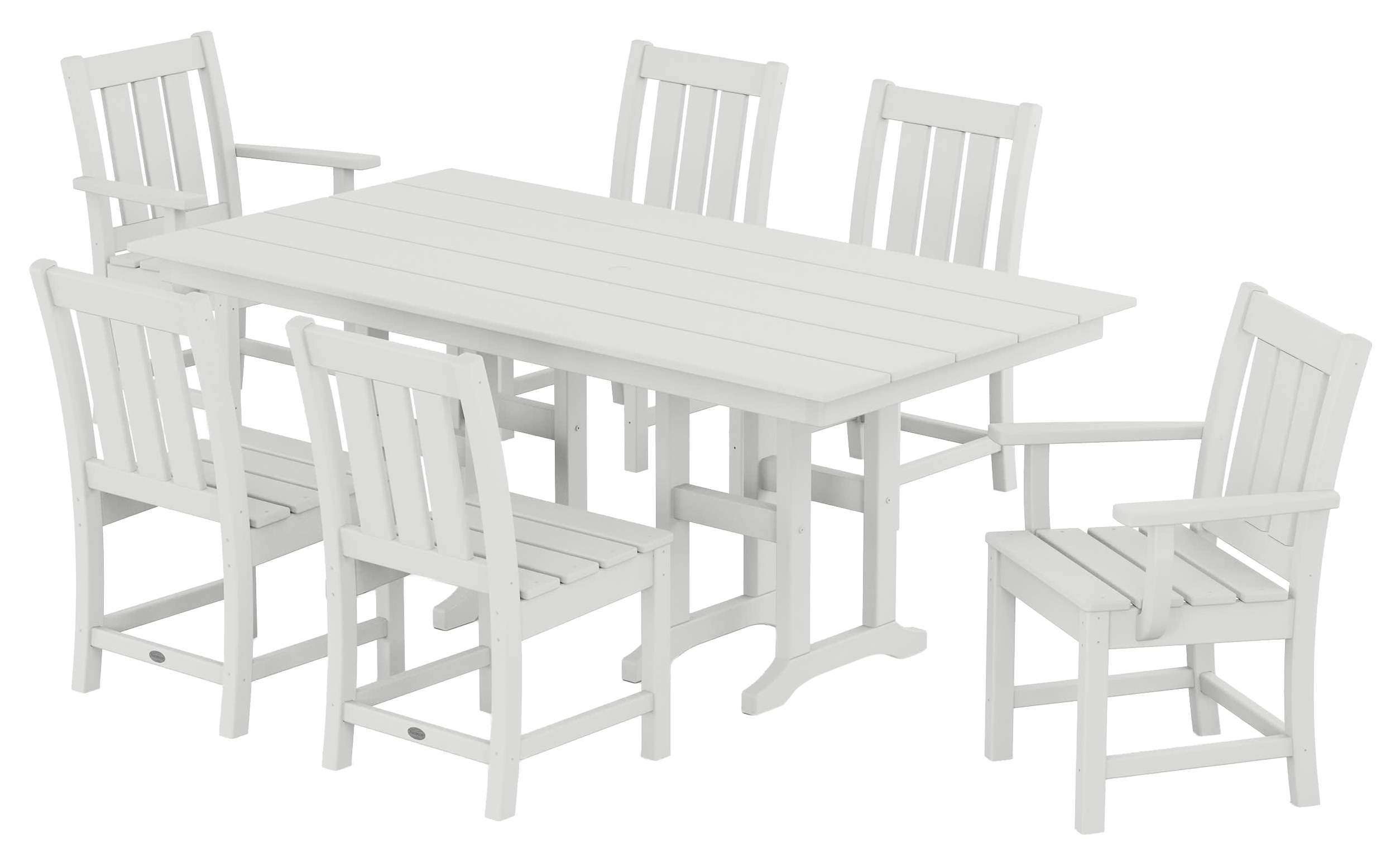 Image of POLYWOOD Oxford 7-Piece Farmhouse Dining Set - White