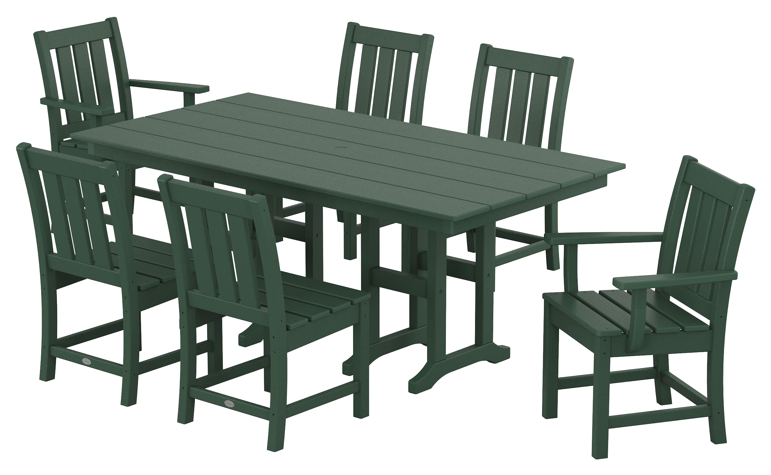 Image of POLYWOOD Oxford 7-Piece Farmhouse Dining Set - Green
