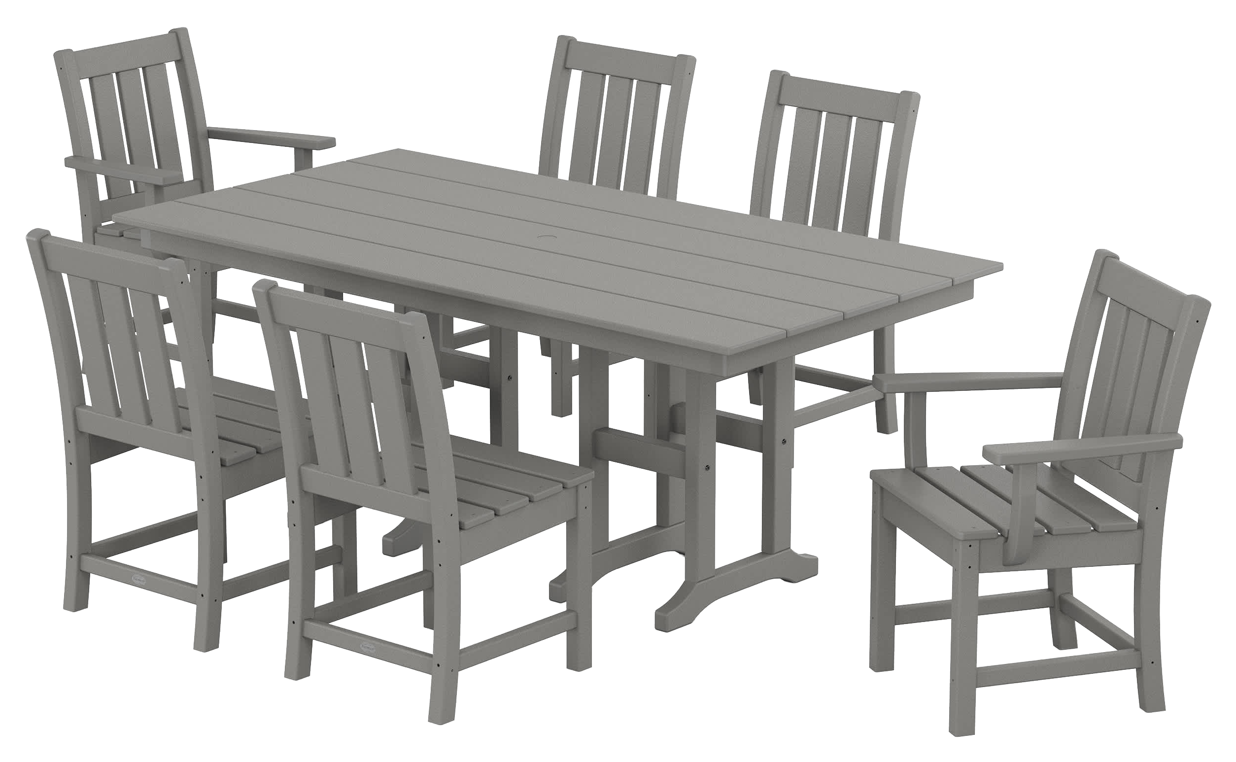 Image of POLYWOOD Oxford 7-Piece Farmhouse Dining Set - Slate Grey